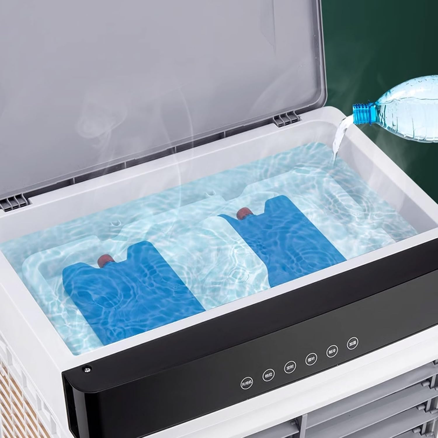  Ventilateur Rafraîchisseur D'air Par évaporation Avec Télécommande - Oscillation à 120°, 3 Vitesses, Minuterie 12 H, 4 Blocs Réfrigérants - Rafraîchisseur D'air Portable Pour Chambre, Maison, Bureau