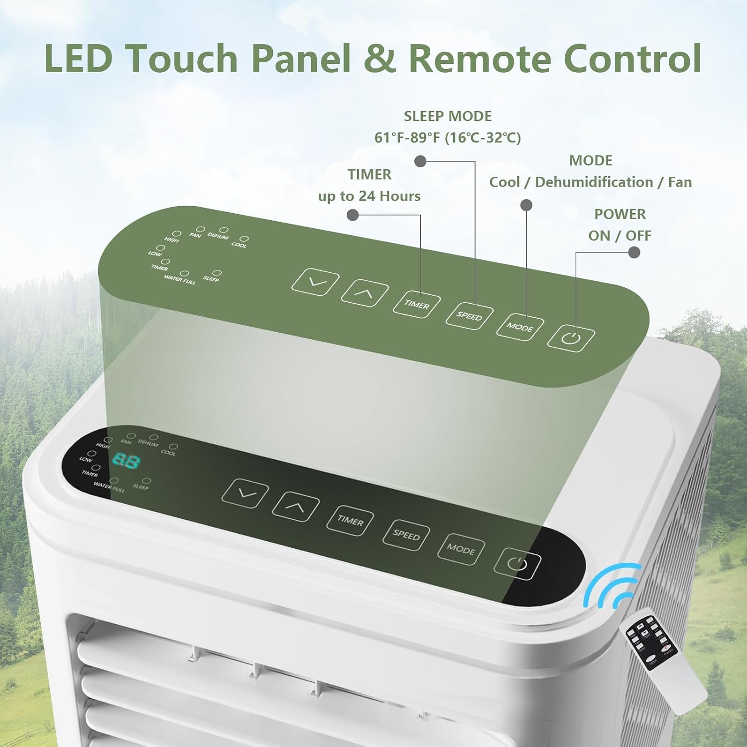  Climatiseurs Portables 10000 BTU - Cools 450 Sq.Ft Rooms, 3 En 1 AC Avec Déshumidificateur, Minuterie Et Télécommande, Comprend Un Kit De Fenêtre