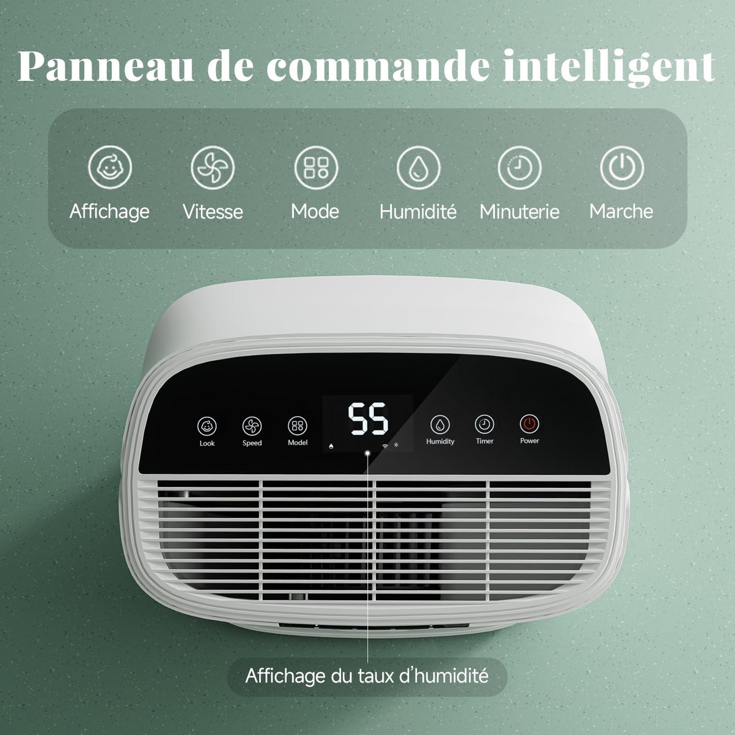  Déshumidificateur Intelligent 22 L/jour Pour La Maison, La Cave, La Chambre à Coucher – Silencieux, Puissante évacuation De L'humidité, Dégivrage Automatique, Verrouillage Enfant, Filtre à