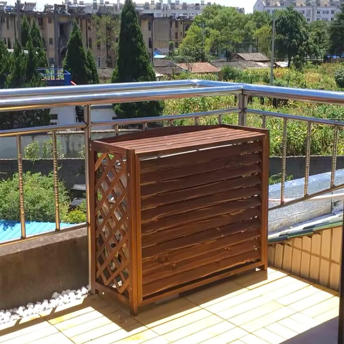  Support De Fleurs Pour Climatiseur, Présentoir Pour Plantes D'extérieur, Cadre à Persiennes, Support Décoratif Pour Climatiseur, Cache-radiateur, Espace