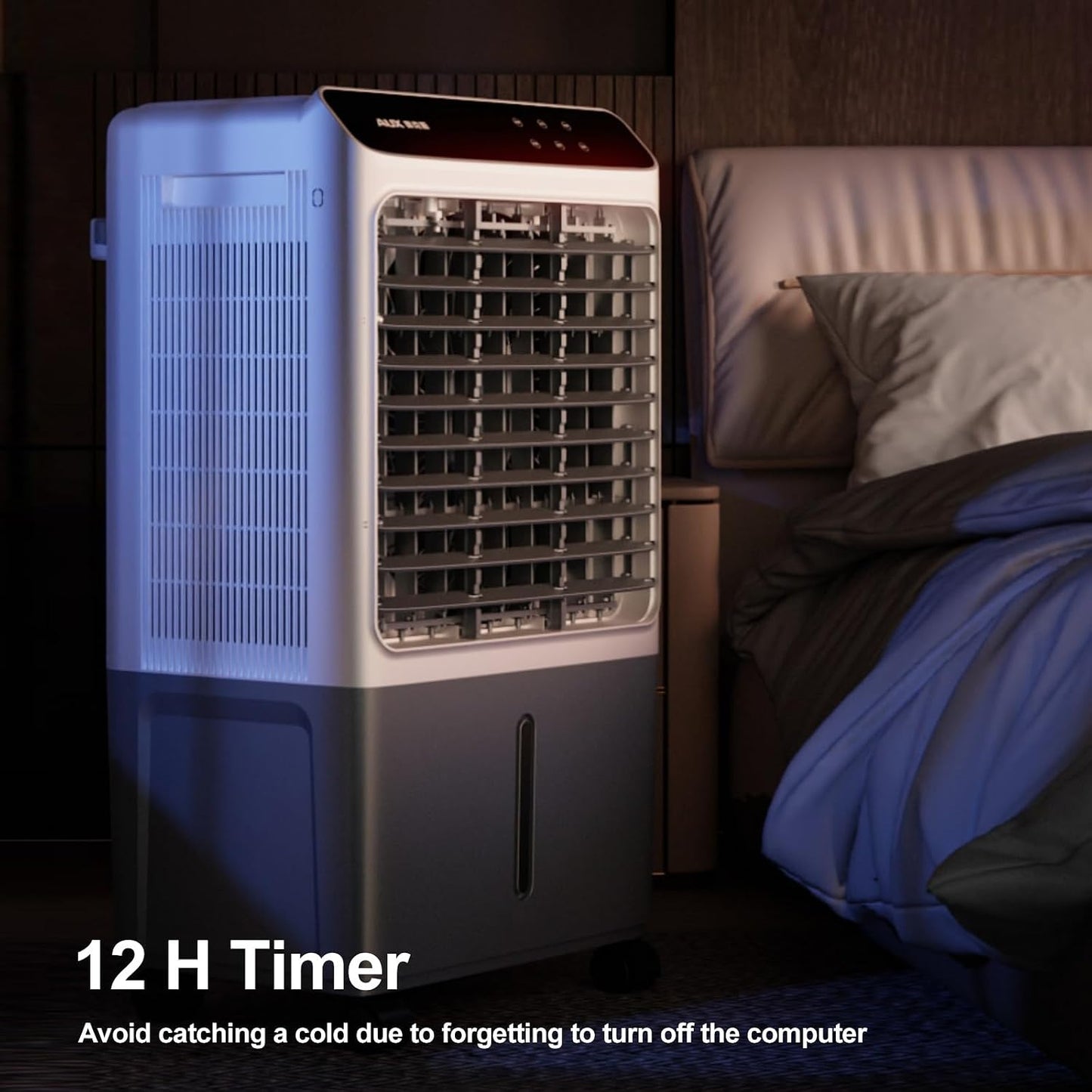  Refroidisseur D'air Par évaporation Portable Avec Réservoir D'eau De 40 L Et Humidificateur Oscillant Pour Chambres, Maison Et Bureau