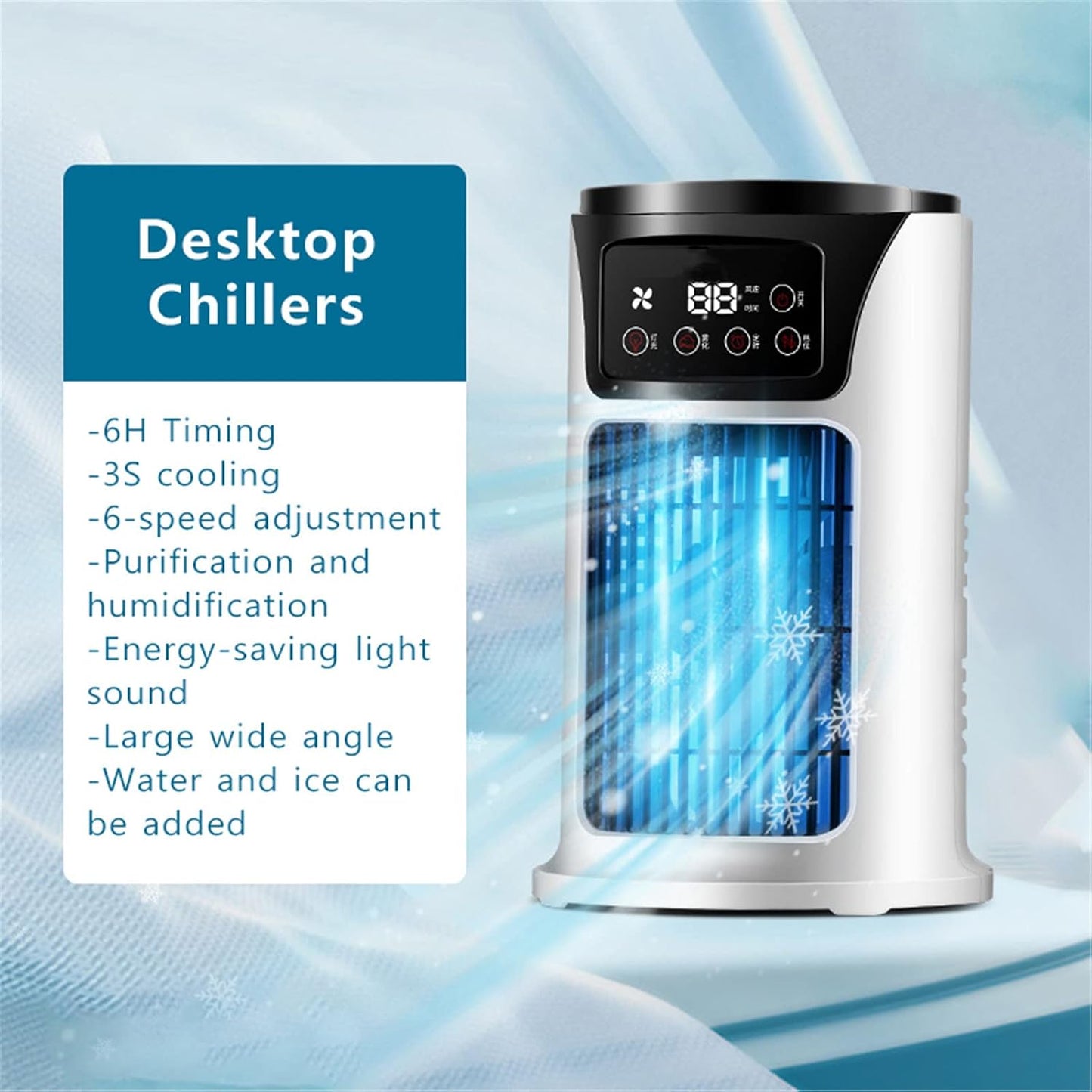 GENERIC Ventilateur De Refroidissement Portable Par évaporation, Ventilateur De Bureau USB Avec Vitesses Réglables Et Fonction Brume D'eau, Refroidisseur Personnel Sans Pales Pour Bureau, Chambre, Salle De