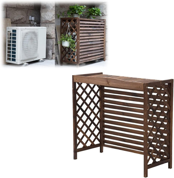  Clôture De Confidentialité Pour Climatiseur Extérieur, Protection Pour Pompes à Chaleur En Bois De Jardin, Support De Fleurs En Bois Massif Résistant Aux Intempéries, Ins