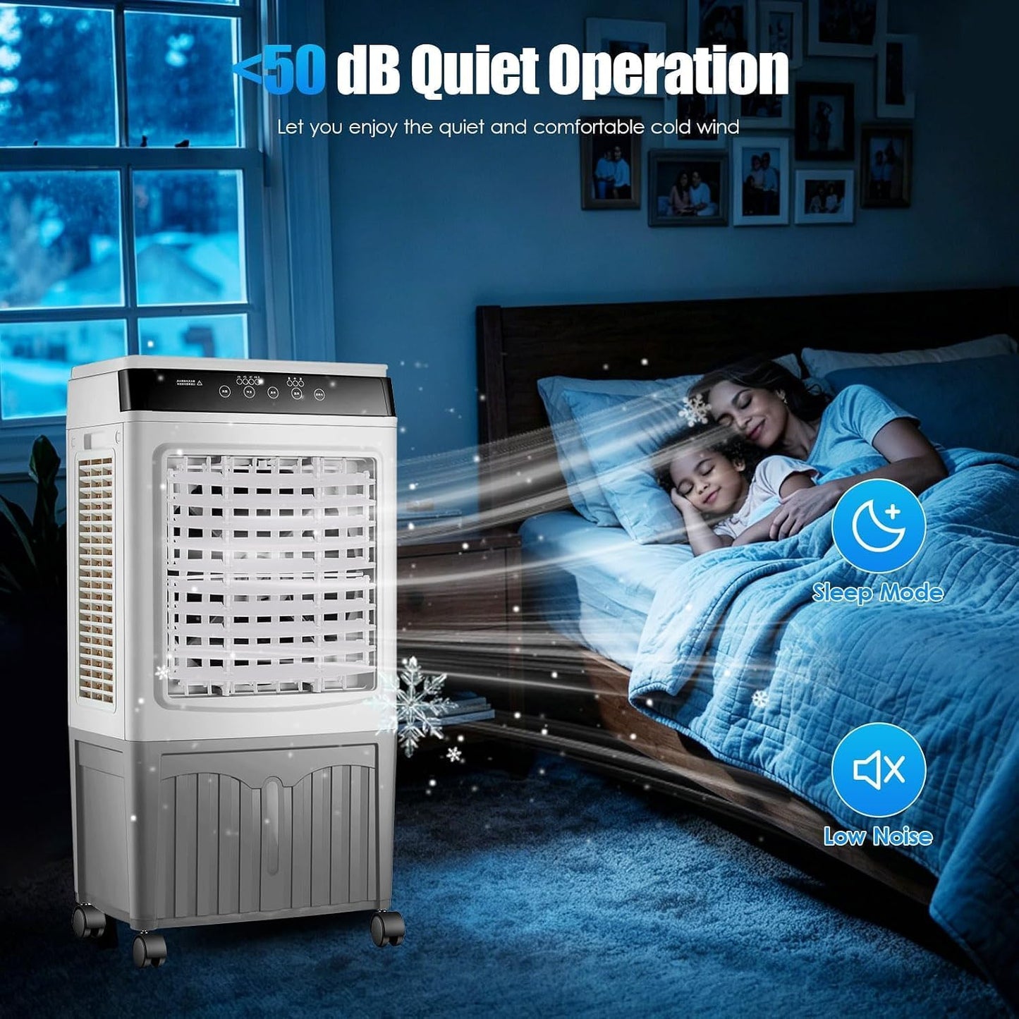 GENERIC Refroidisseur D'air Par évaporation, Refroidisseur De Marais De 4 000 CFM Avec Réservoir De 36 Litres, 3 Modes, 3 Vitesses, Télécommande, Minuterie De 7,5 H, AC Portable Sans Fenêtre Pour Chambre