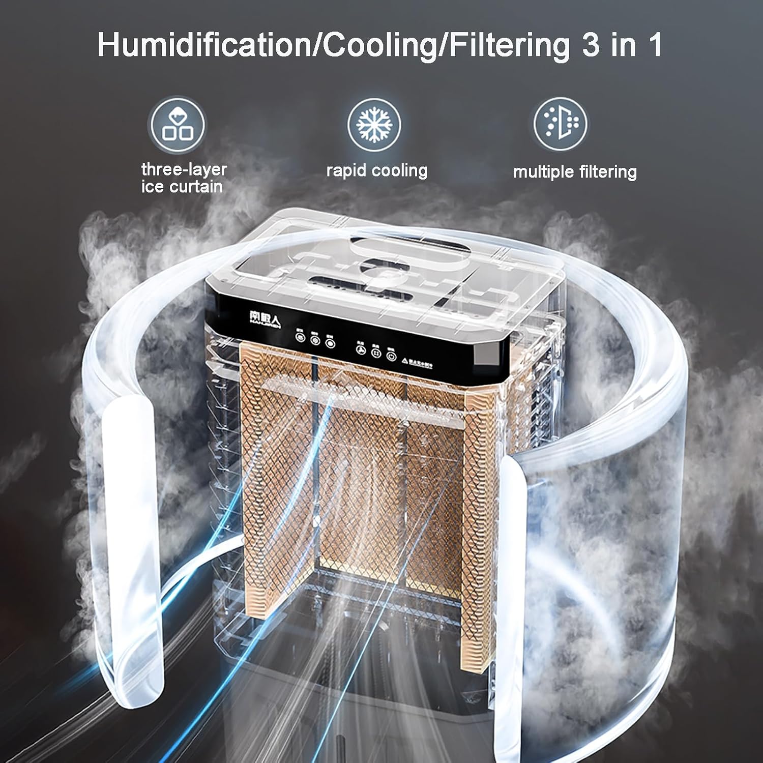 GENERIC Refroidisseur D'air Par évaporation Industriel Avec Oscillation à 120°, 3 Vitesses, 4 Blocs De Glace, 4 Roues Universelles Pour Intérieur Et Extérieur