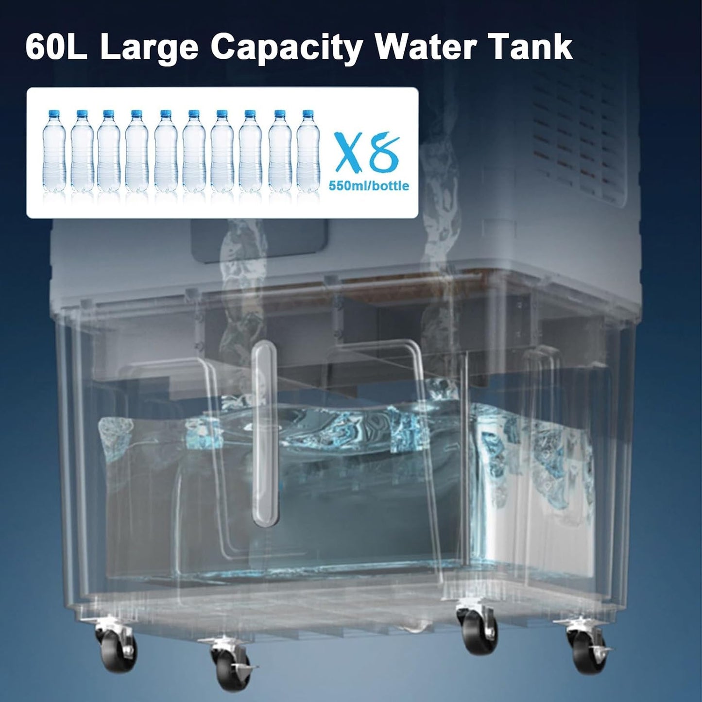 GENERIC Refroidisseur D'air Par évaporation De 26 000 Pi³/min Avec 4 Roues, Réservoir D'eau De 43,6 Litres, Oscillation à 120°, 3 Vitesses, Refroidit Jusqu'à 430 M² Pour Une Utilisation En Intérieur/extérieur
