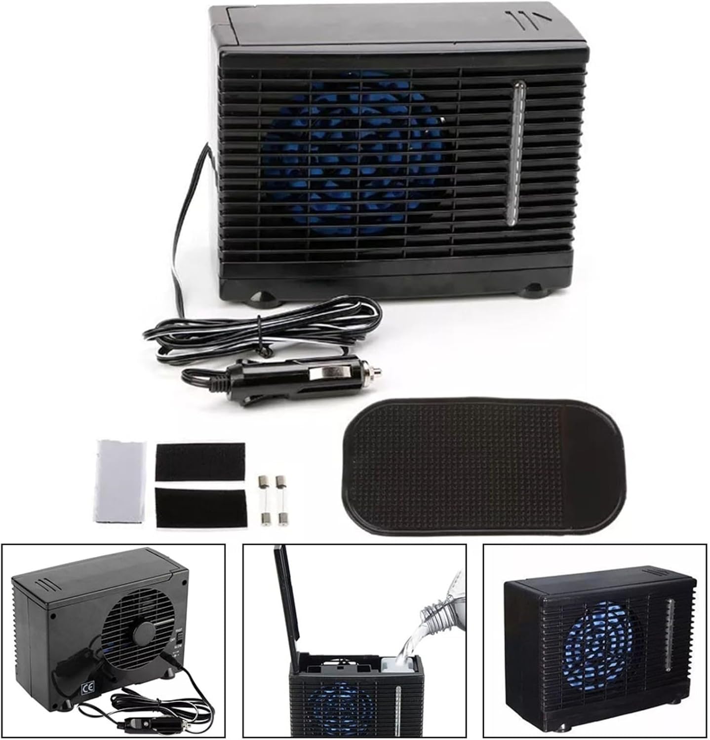  Ventilateur De Refroidissement Portable Pour Voiture, Refroidissement Par évaporation Réglable Pour Cabine De Véhicule, Ventilateur De Bureau à Faible Bruit Avec 3 à 5 Heures D'autonomie, Noir