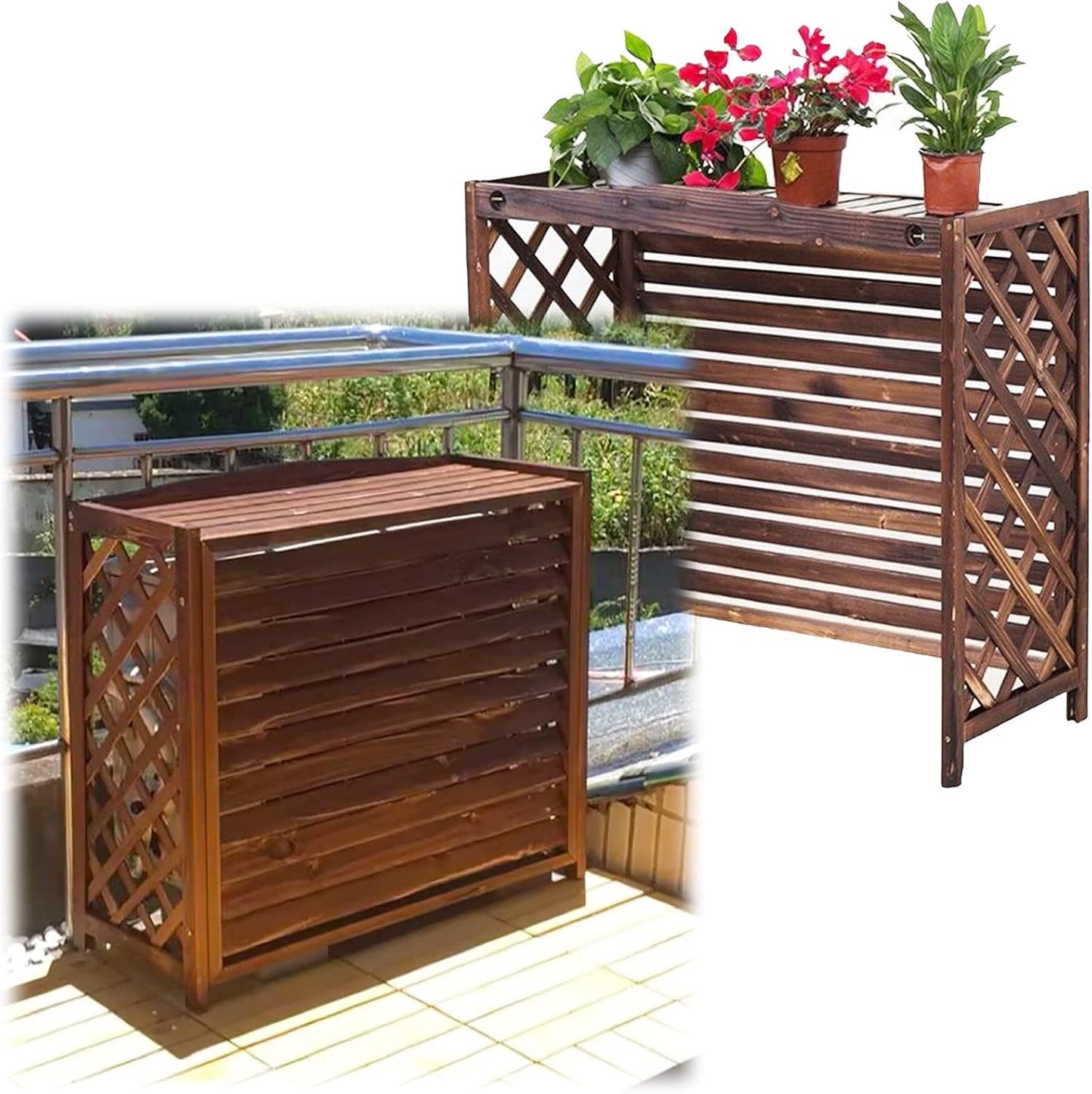  Support De Fleurs Pour Climatiseur, Présentoir Pour Plantes D'extérieur, Cadre à Persiennes, Support Décoratif Pour Climatiseur, Cache-radiateur, Espace
