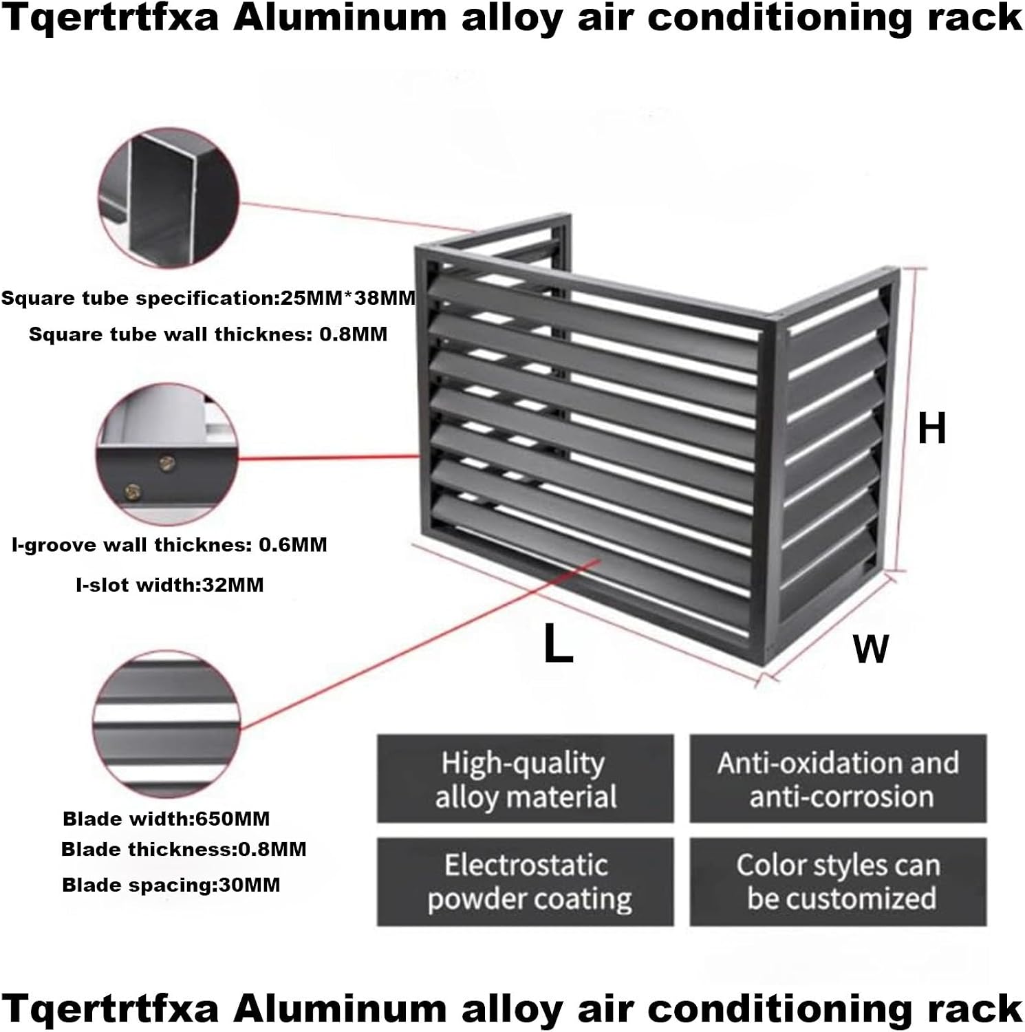 GENERIC Housse De Protection En Aluminium Pour Climatiseur Extérieur - Gris - Clôture Pour Intérieur Et Extérieur - Résistante Aux Intempéries