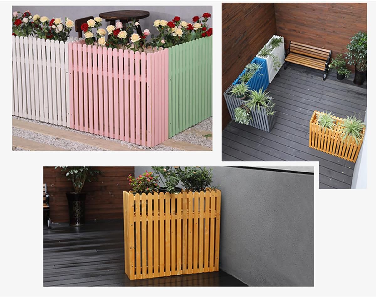 GENERIC Clôture En Bois Massif Pour Climatiseur – Housse Pour Unité Extérieure Et Support De Plantes Anti-corrosion 100 X 30 X 80 Cm Parfait Pour Cacher Les Unités De Climatisation Et Améliorer La Décoration