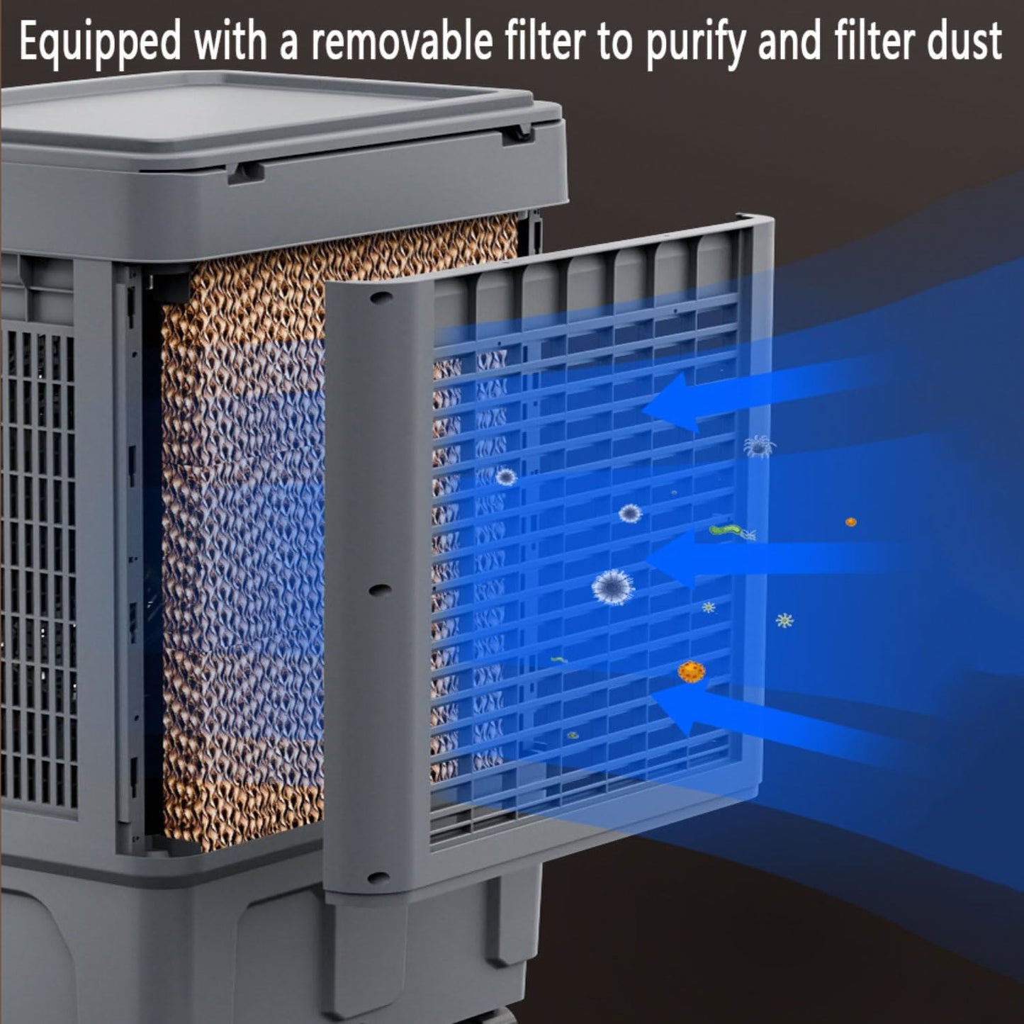 GENERIC Refroidisseur D'air évaporatif Portable Pour Grandes Pièces, Garages Et Terrasses, Refroidisseur De Type Marais Avec 3 Vitesses, Minuterie 12 H, Grand Réservoir, Oscillation à 120°, Sans Tuy