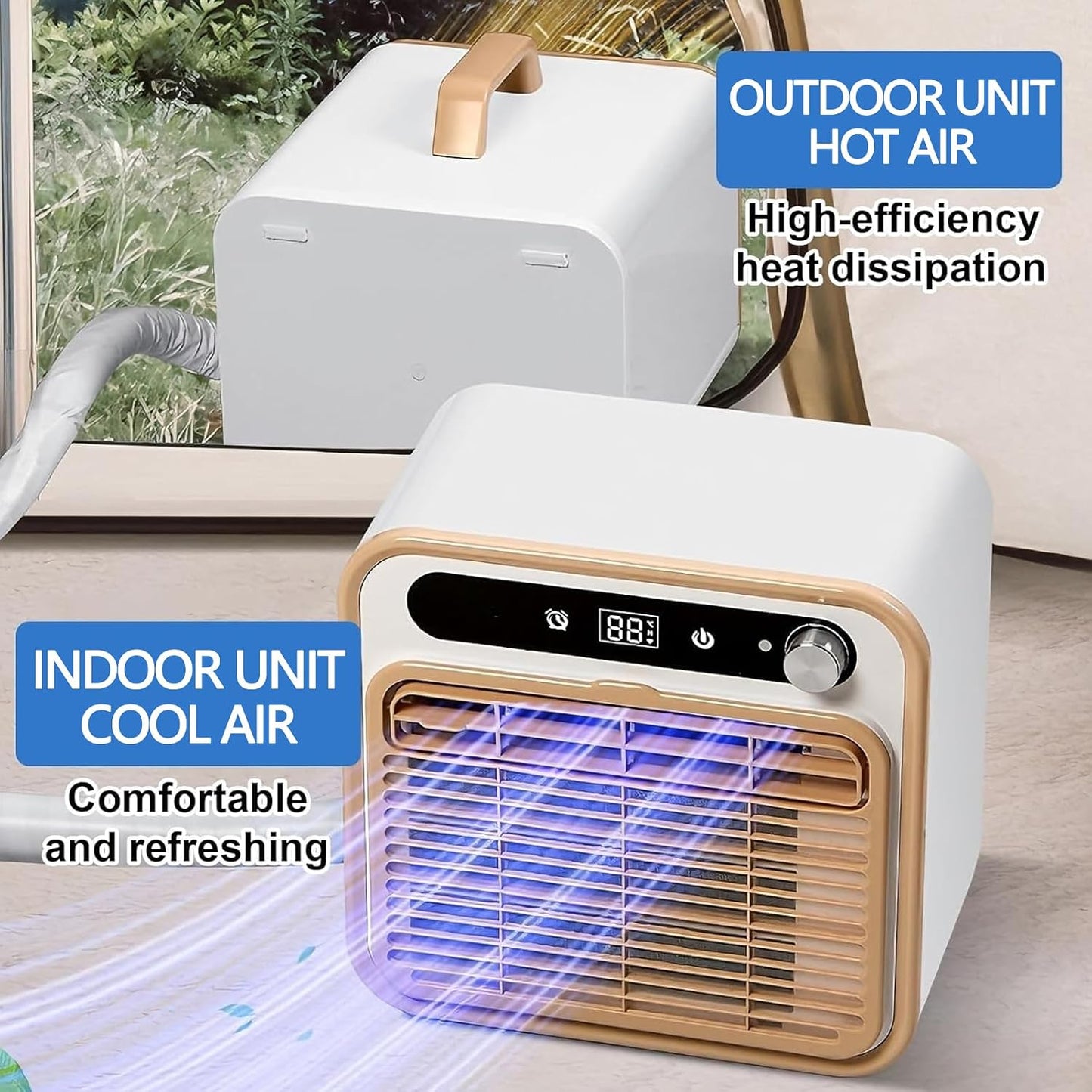  Split Portable AC 5000 BTU, 130m3/h Airflow, Télécommande WiFi, Fonctionnement Calme, Idéal Pour La Chambre De Camping RV, Configuration Facile Sans Kit De Fenêtre Nécessaire