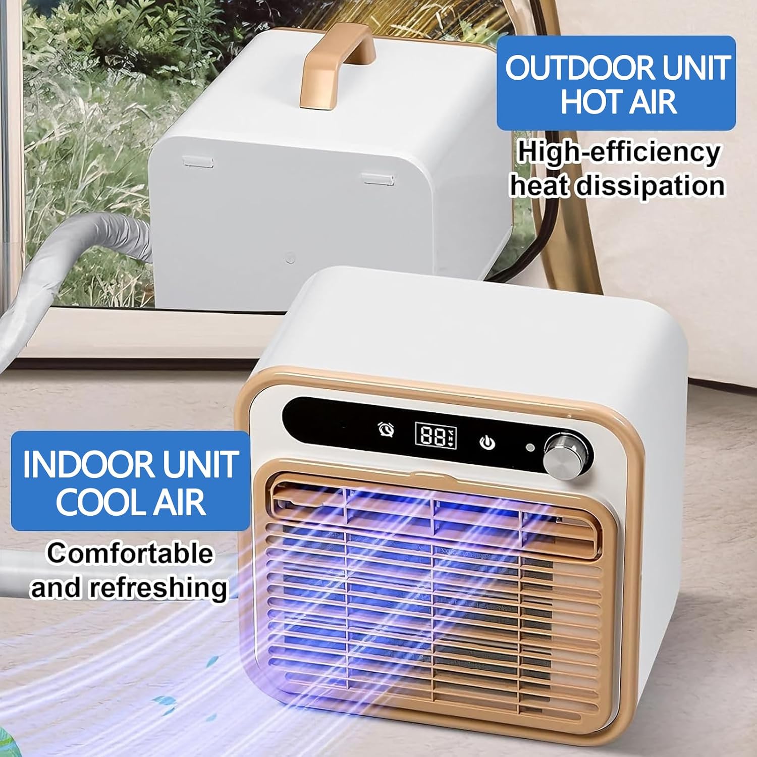  Split Portable AC 5000 BTU, 130m3/h Airflow, Télécommande WiFi, Fonctionnement Calme, Idéal Pour La Chambre De Camping RV, Configuration Facile Sans Kit De Fenêtre Nécessaire
