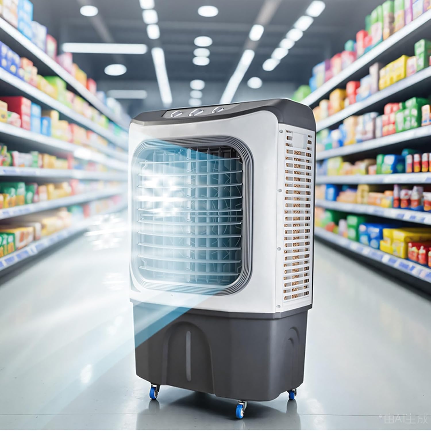  Refroidisseur D'air Par Évaporation, Air Conditioner, Ventilateur Humidificateur 3 En 1, Climatiseur Mobile Pour Intérieur, Extérieur, Patio, Garage
