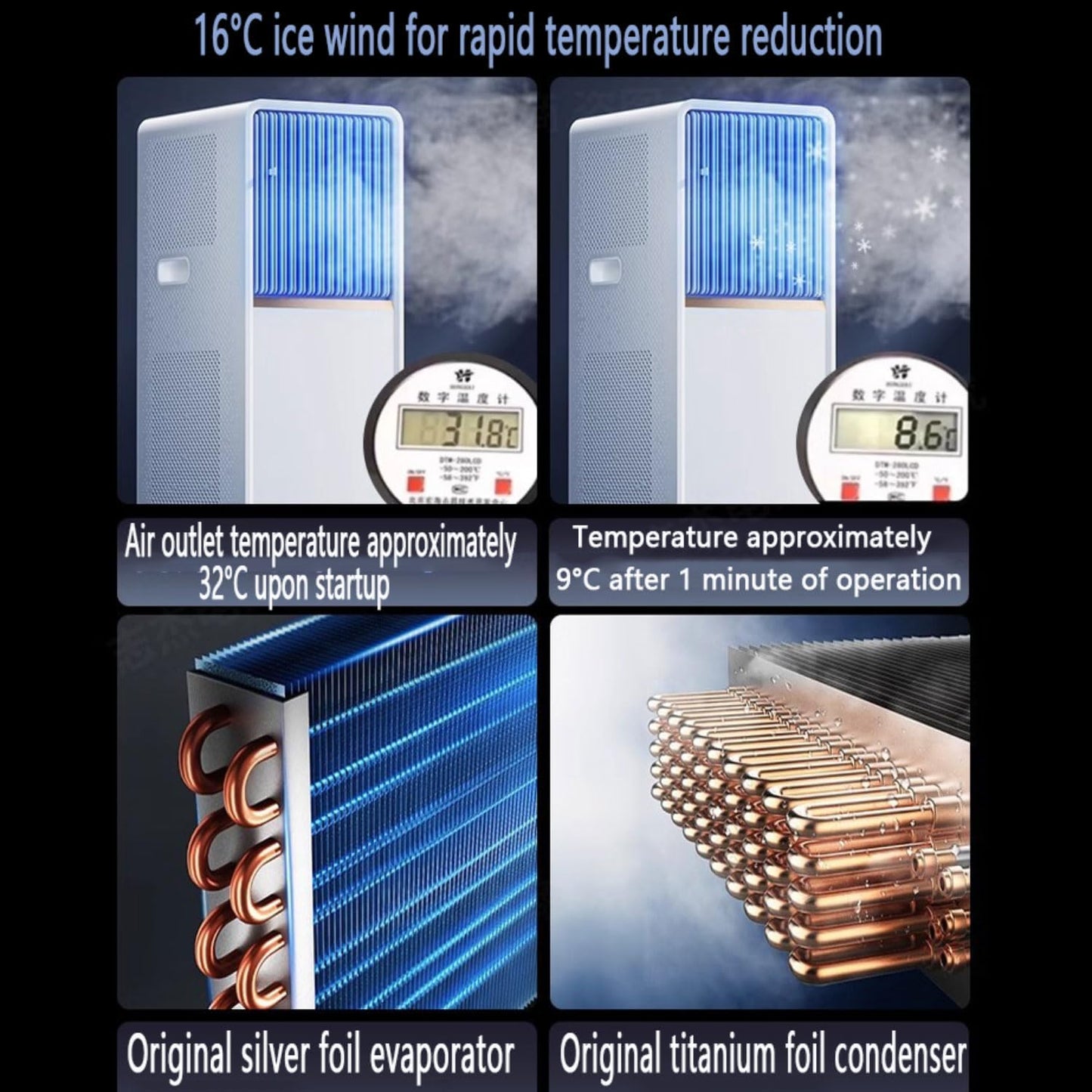  Climatiseur Portable, Unité De Climatisation Intelligente Avec Télécommande Et Minuterie, Oscillation De 120 °, Kit De Fenêtre, Pas De Mur Requis, Pour L'utilisation Du Bureau De La Chambre