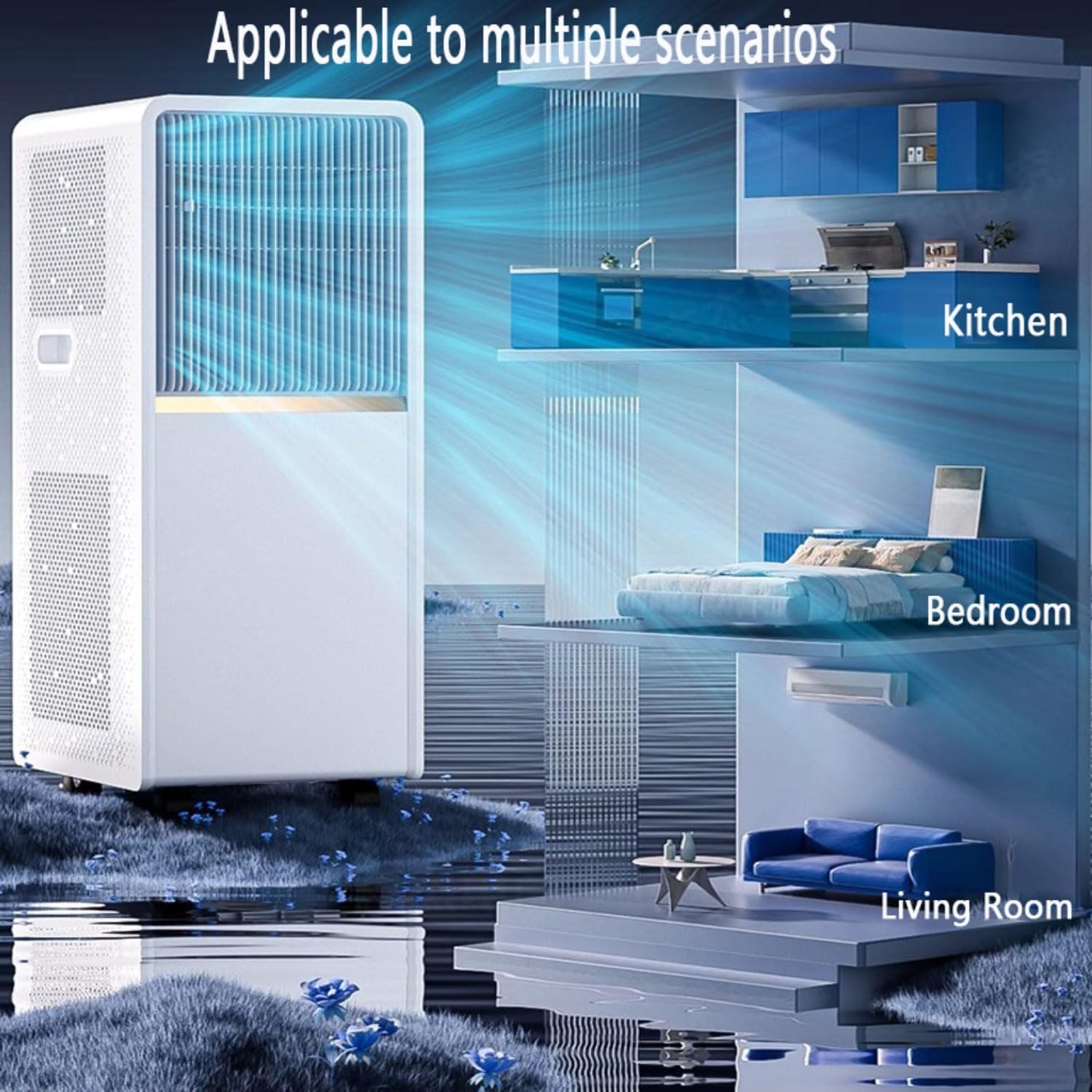  Climatiseur Portable Smart Unité De Climatisation Portable Avec Télécommande Unité De Climatisation Silencieuse Avec Ventilateur à Sec Frais Modes De Sommeil 120 ° Oscillation 24H Minuterie Kits De Re