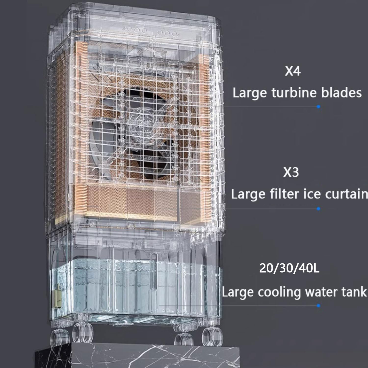 GENERIC Ventilateur Portable 3 En 1 Avec évaporation AC - Oscillant à 120° - Silencieux - 36 DB - Design Mobile Pour Chambre à Coucher Et Bureau