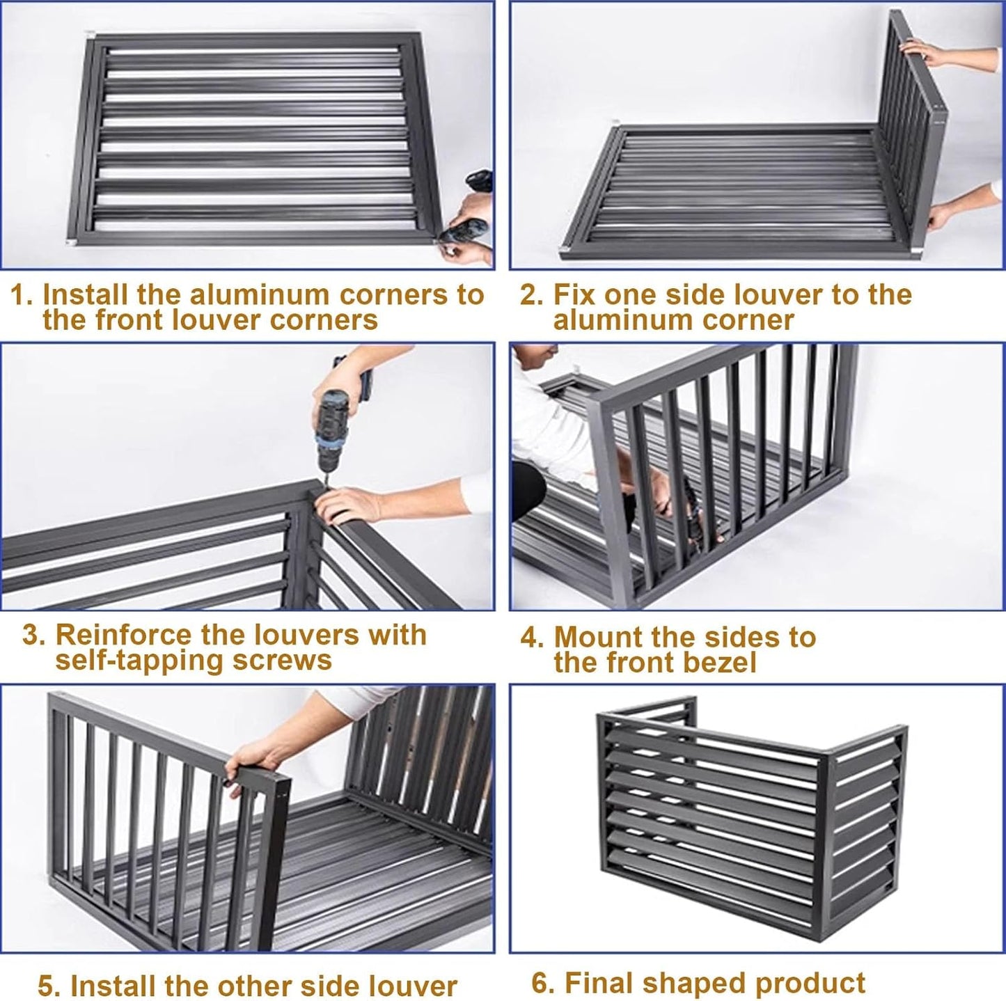 GENERIC Housse De Protection Pour Climatiseur D'extérieur – Protection En Aluminium Pour Pompe à Chaleur – Résistante Aux Intempéries – Motif Clôture à Cacher