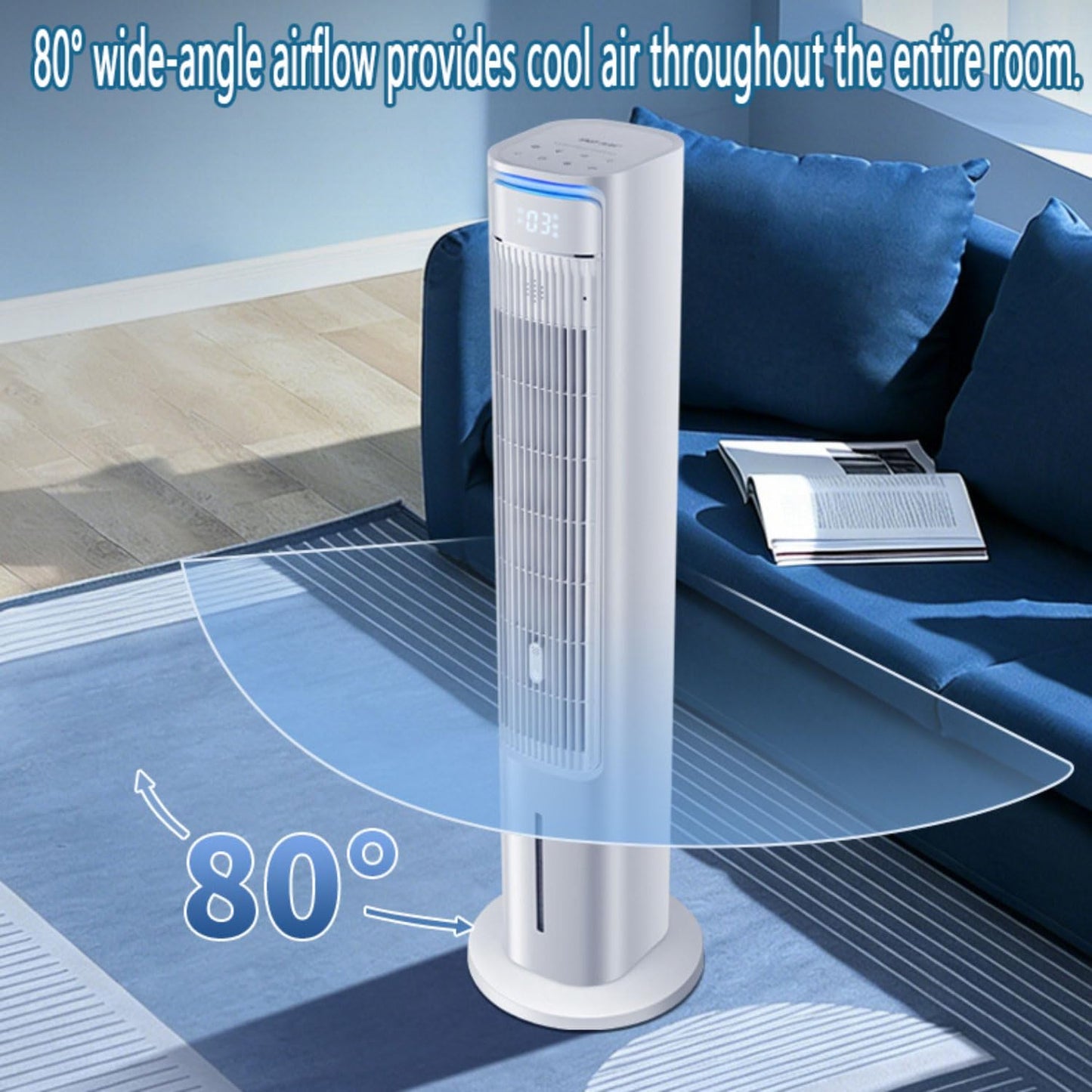 GENERIC Ventilateur De Tour De Refroidissement De Marais, Climatiseur De Réservoir De 4L Avec Oscillation, 3 Vitesses, Fonctionnement Silencieux, Packs De Minuterie Et De Glace, Contrôle Tactile Pour Le Burea