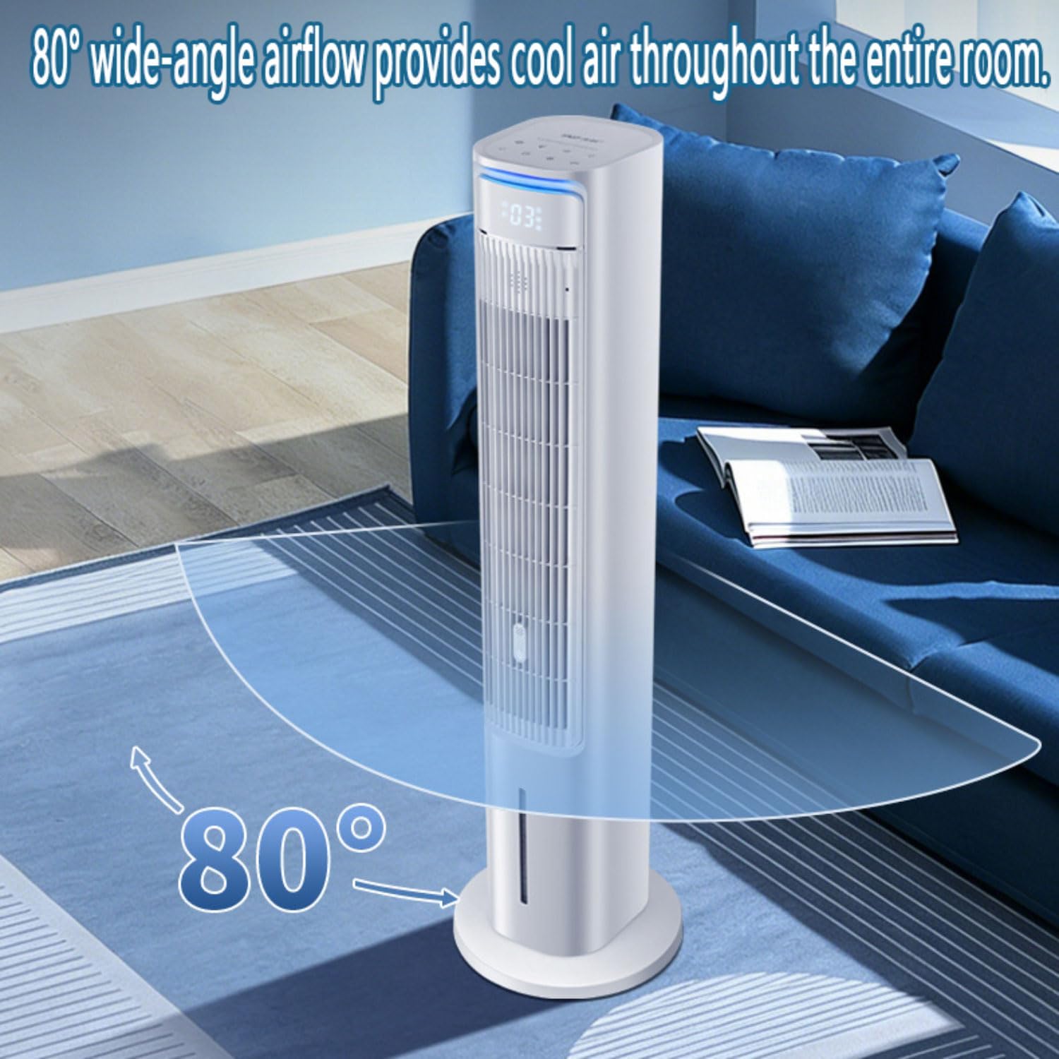 GENERIC Ventilateur De Tour De Refroidissement De Marais, Climatiseur De Réservoir De 4L Avec Oscillation, 3 Vitesses, Fonctionnement Silencieux, Packs De Minuterie Et De Glace, Contrôle Tactile Pour Le Burea