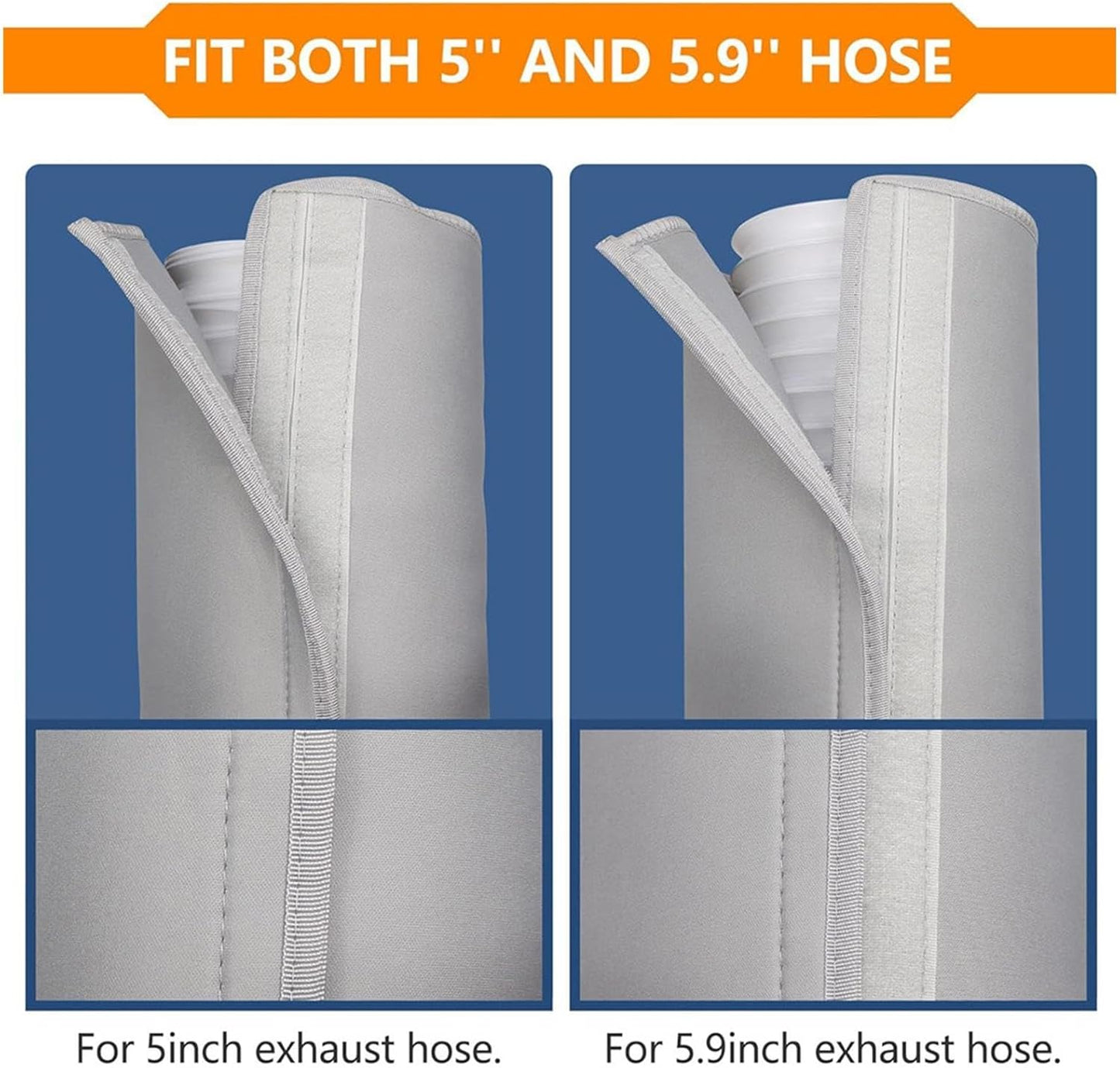  Manchon D'isolation Portable Pour Tuyau De Climatisation 150 X 53 Cm | Housse Isolante Pour Tuyau D évacuation D Air De Climatiseur Portable Avec 3 Sangles à Boucle Réglables,tuyaux De 5.1 à 5,9in