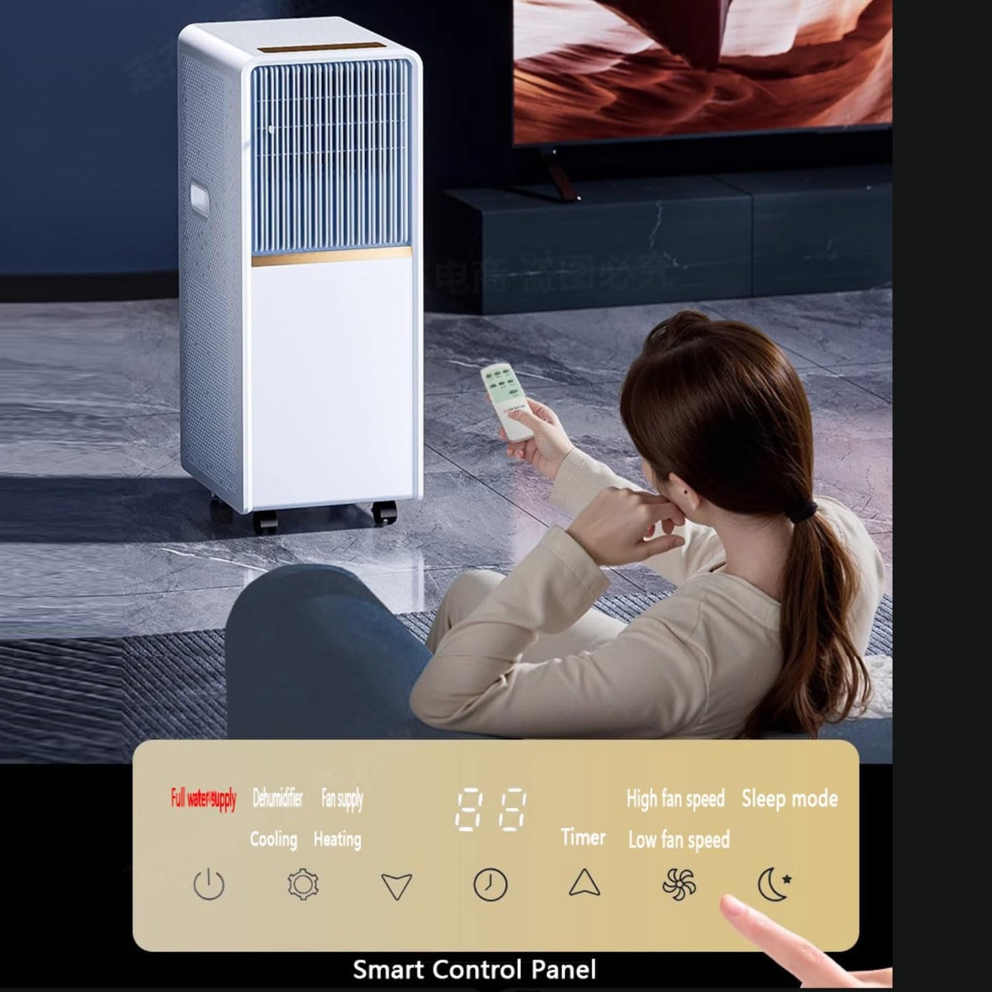  Climatiseurs Portables Pour Grande Pièce Smart AC Unit Avec Télécommande Déshumidificateur De Refroidissement Rapide Kit De Fenêtre En Mode Veille Silencieux Inclus Refroidissement AC Unit Ventilateur