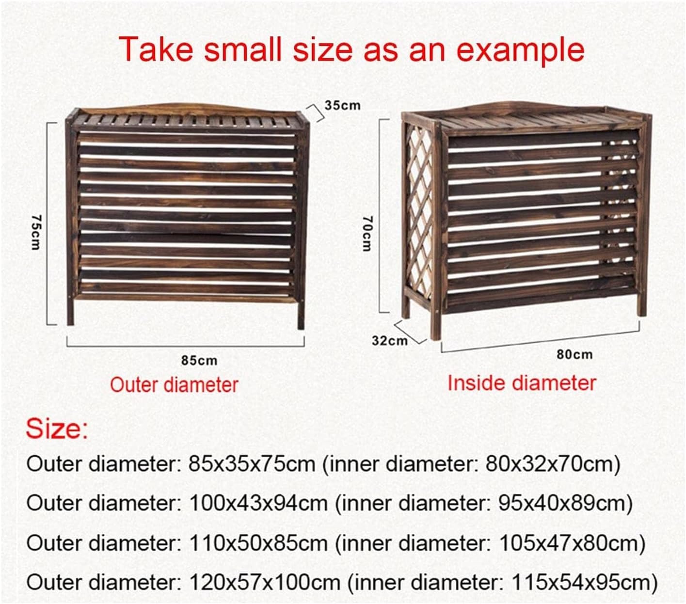  Housse De Climatiseur De Qualité Supérieure Et Pompe à Chaleur Ou Volet En Bois Massif, écran De Garde-corps Multi-usage, Poubelle élégante Et Support De Fleurs, Grille Pour Une Utilisation En