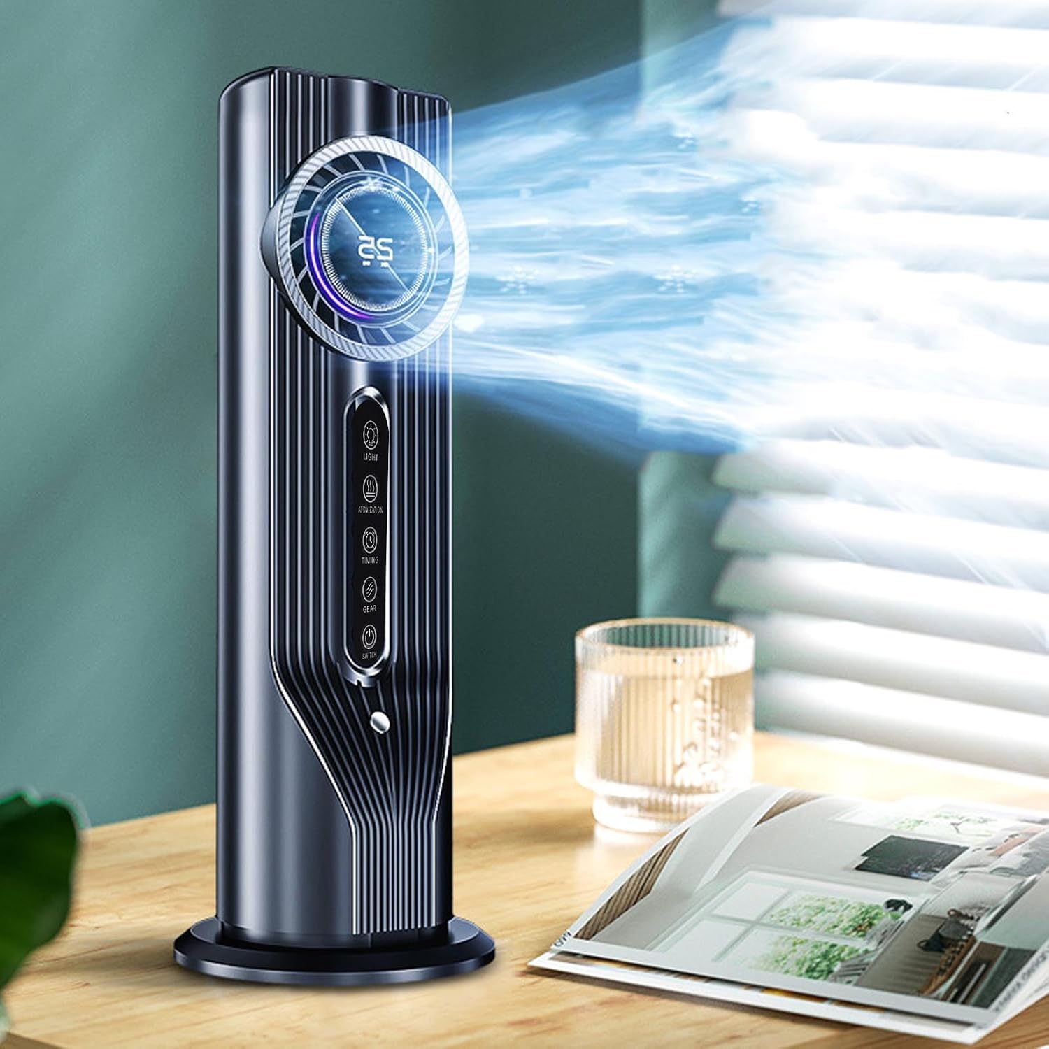  Generic Humidificateur Refroidisseur D'air Portable à 6 Vitesses Pour Un Refroidissement Rapide Avec Fonction De Minuterie De 6 Heures Pour Les Dortoirs De Bureau Gris 12,8 Pouces