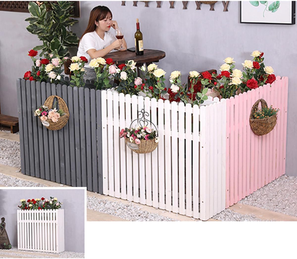 GENERIC Clôture En Bois Massif Pour Climatiseur – Housse Pour Unité Extérieure Et Support De Plantes Anti-corrosion 100 X 30 X 80 Cm Parfait Pour Cacher Les Unités De Climatisation Et Améliorer La Décoration