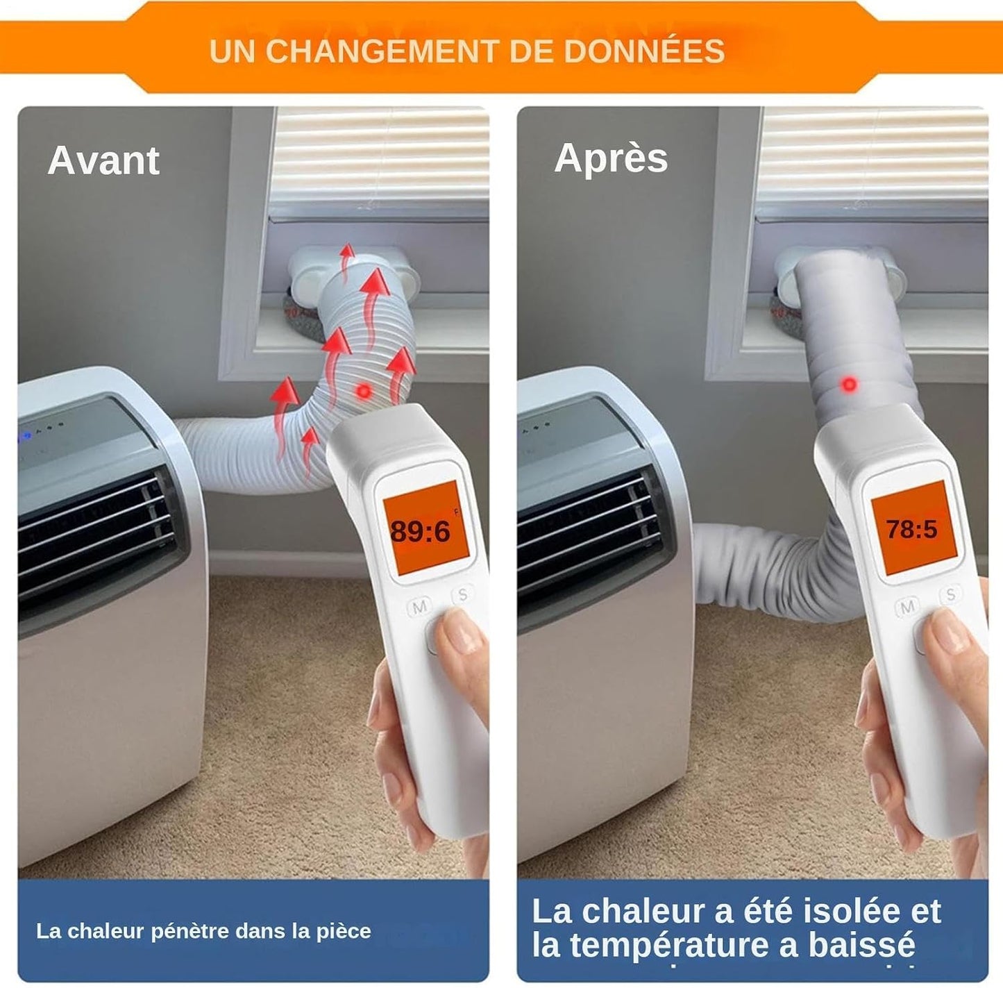  150 CM Manchon Isolant Tuyau Thermique Pour Climatisation Mobile | Manchon Isolant Pour Gaine De Climatiseur Mobile, Gaine Isolante Conduit De Climatisation Mobile, - 3 Sangles, Pour 12,7/15CM