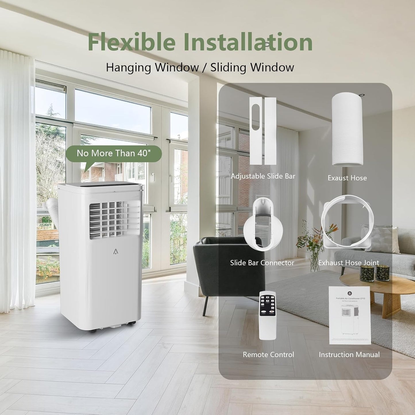  Climatiseurs Portables 10000 BTU - Cools 450 Sq.Ft Rooms, 3 En 1 AC Avec Déshumidificateur, Minuterie Et Télécommande, Comprend Un Kit De Fenêtre