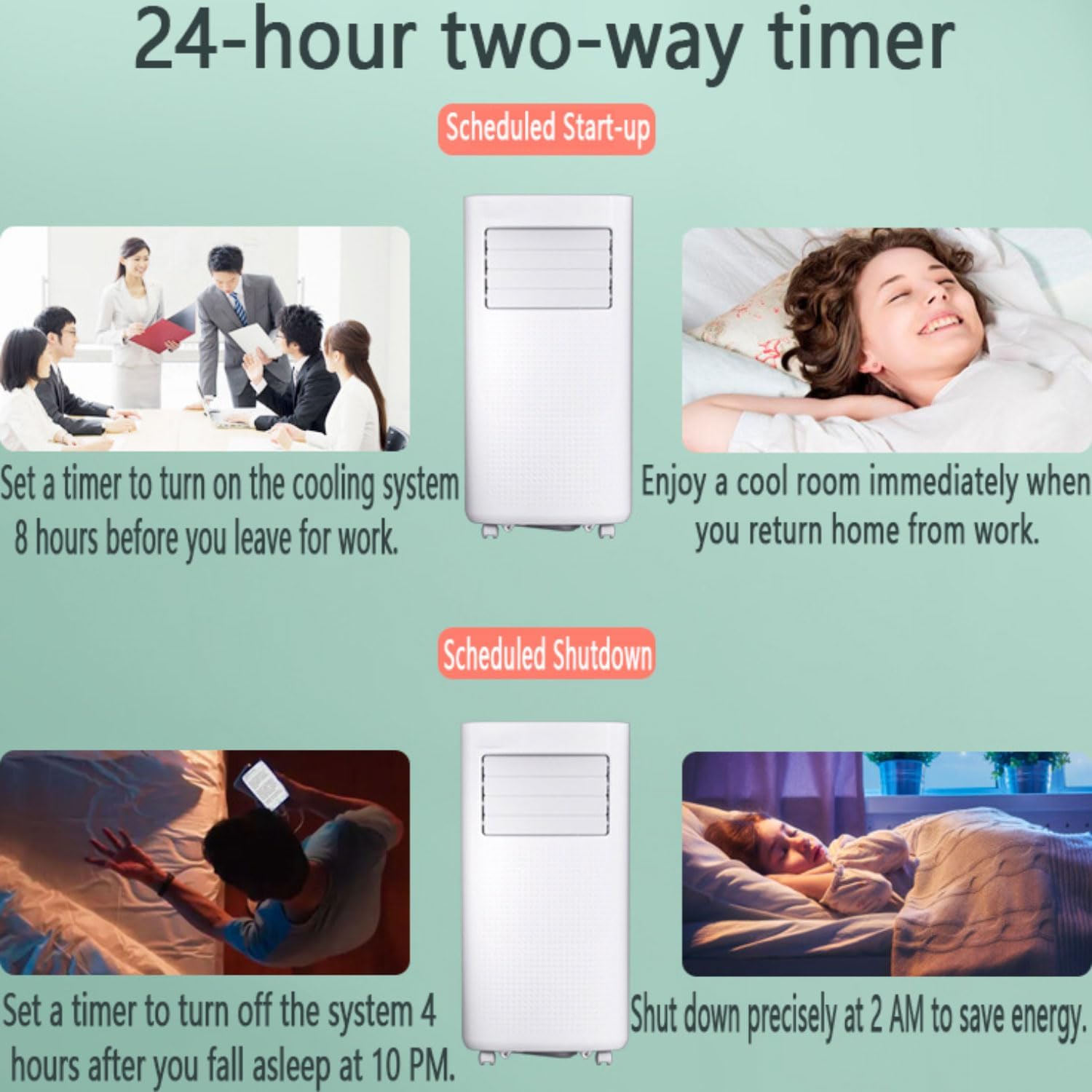  Climatiseur Portable, Unité De Climatisation Intelligente Avec Télécommande, Déshumidificateur De Refroidissement Rapide, Mode De Sommeil Silencieux, Kit De Fenêtre Inclus, Minuterie 24H, Pour Chambre