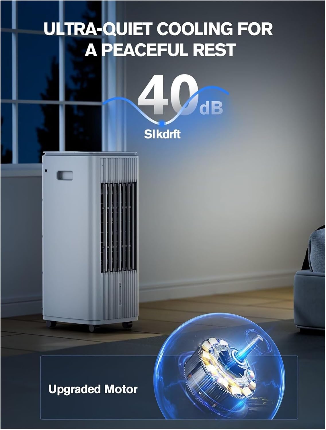  Refroidisseur D'air évaporateur Mobile 3 En 1 Avec 4 Blocs Réfrigérants Et Grand Réservoir D'eau, 3 Niveaux De Ventilateur Et Minuterie, Refroidissement Silencieux Pour Chambre à Coucher, Bureau Et