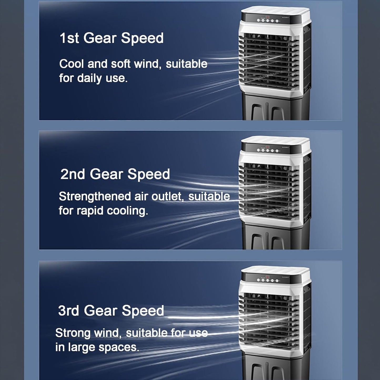  Refroidisseur D'air évaporatif Portable, Refroidisseur Oscillant à 120° Avec 4 Roues Universelles, 3 Vitesses Pour Une Utilisation Extérieure Et Intérieure