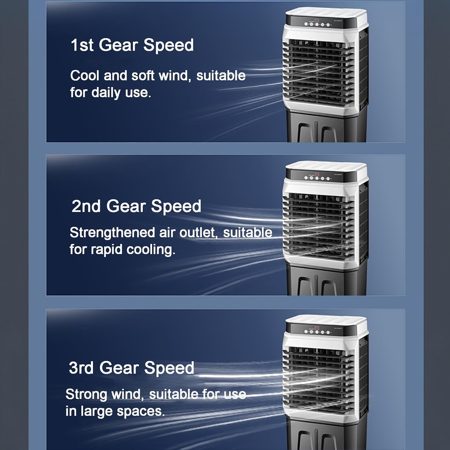  Refroidisseur D'air évaporatif Portable, Refroidisseur Oscillant à 120° Avec 4 Roues Universelles, 3 Vitesses Pour Une Utilisation Extérieure Et Intérieure