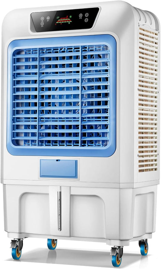  Climatiseur Swamp Cooler Avec 6 Blocs De Glace, Refroidisseur D'air Par évaporation Portable, 3 Modes Et 3 Vitesses, Minuterie 12 H Et Télécommande Pour Chambre, Garage, Terrasse