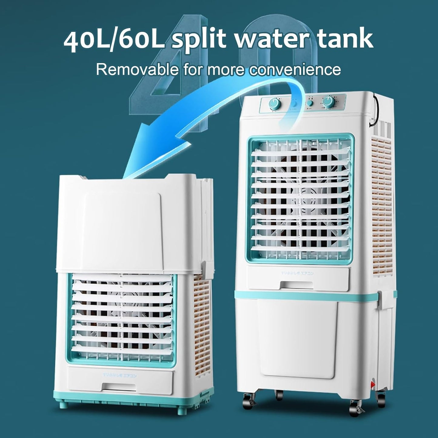  Refroidisseur D'air Portable Par évaporation Avec Oscillation Automatique, Ventilateur Humidificateur 3 En 1 Pour Intérieur, Extérieur, Patio, Garage