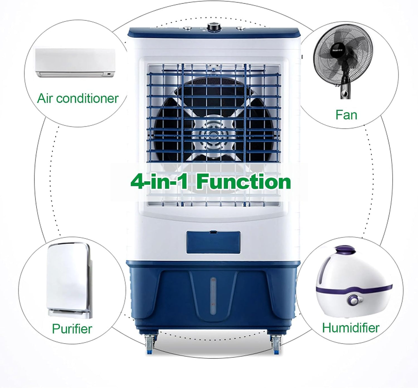 GENERIC Refroidisseur D'air Par évaporation Avec Remplissage Automatique Continu, Roulettes à Volute, Refroidisseur De Marais Pour Usage Commercial, Industriel, Garage, Terrasse, Extérieur