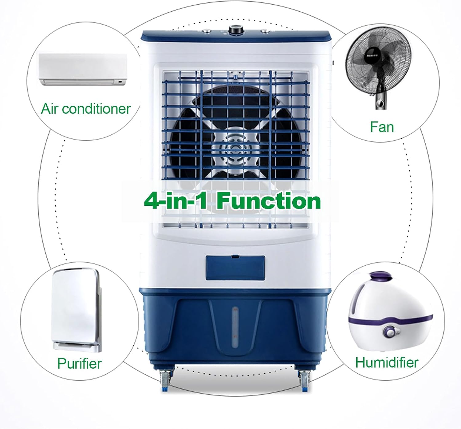 GENERIC Refroidisseur D'air Par évaporation Avec Remplissage Automatique Continu, Roulettes à Volute, Refroidisseur De Marais Pour Usage Commercial, Industriel, Garage, Terrasse, Extérieur