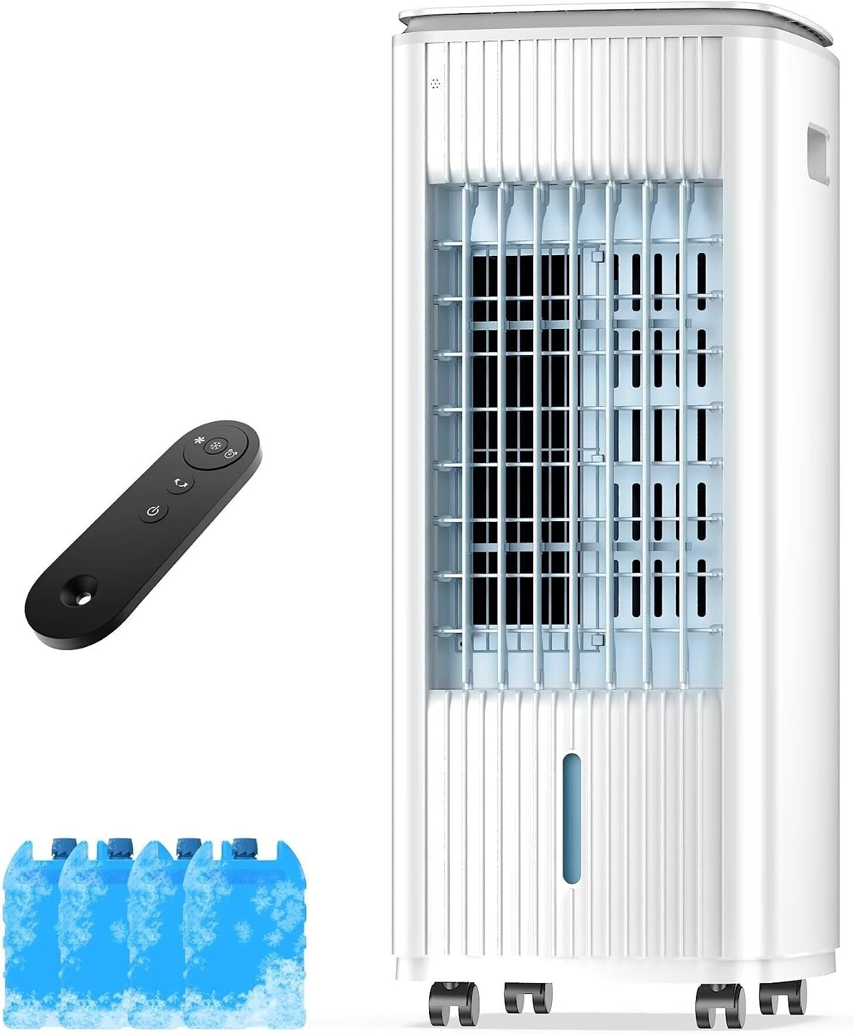  Refroidisseur D'air évaporateur Mobile 3 En 1 Avec 4 Blocs Réfrigérants Et Réservoir D'eau De 3 L, 3 Niveaux De Ventilateur Et Minuterie (7 Heures), Refroidissement Silencieux Pour Chambre à Coucher