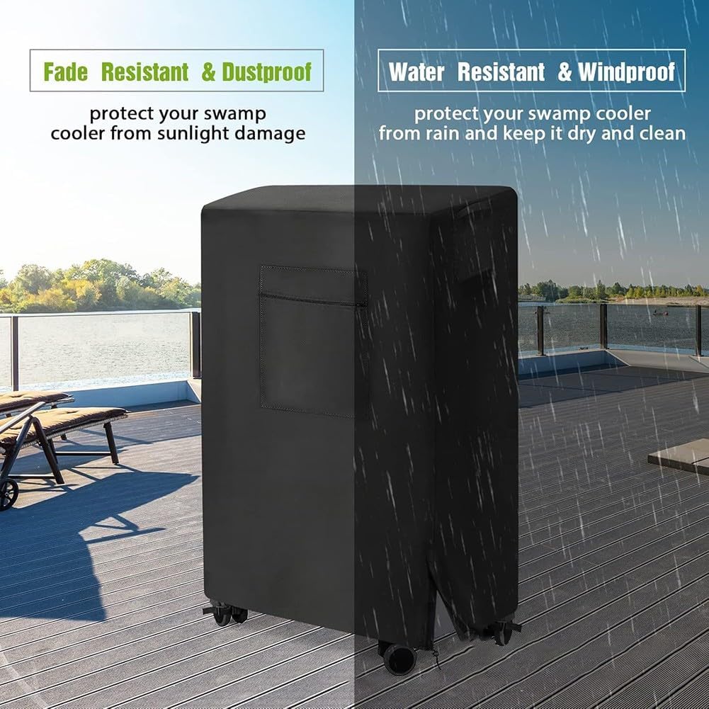  FACAIIO Housse De Refroidisseur D'air étanche 600D Par évaporation, Sangle Réglable, Aérations Latérales, Installation Facile, Utilisation En Extérieur