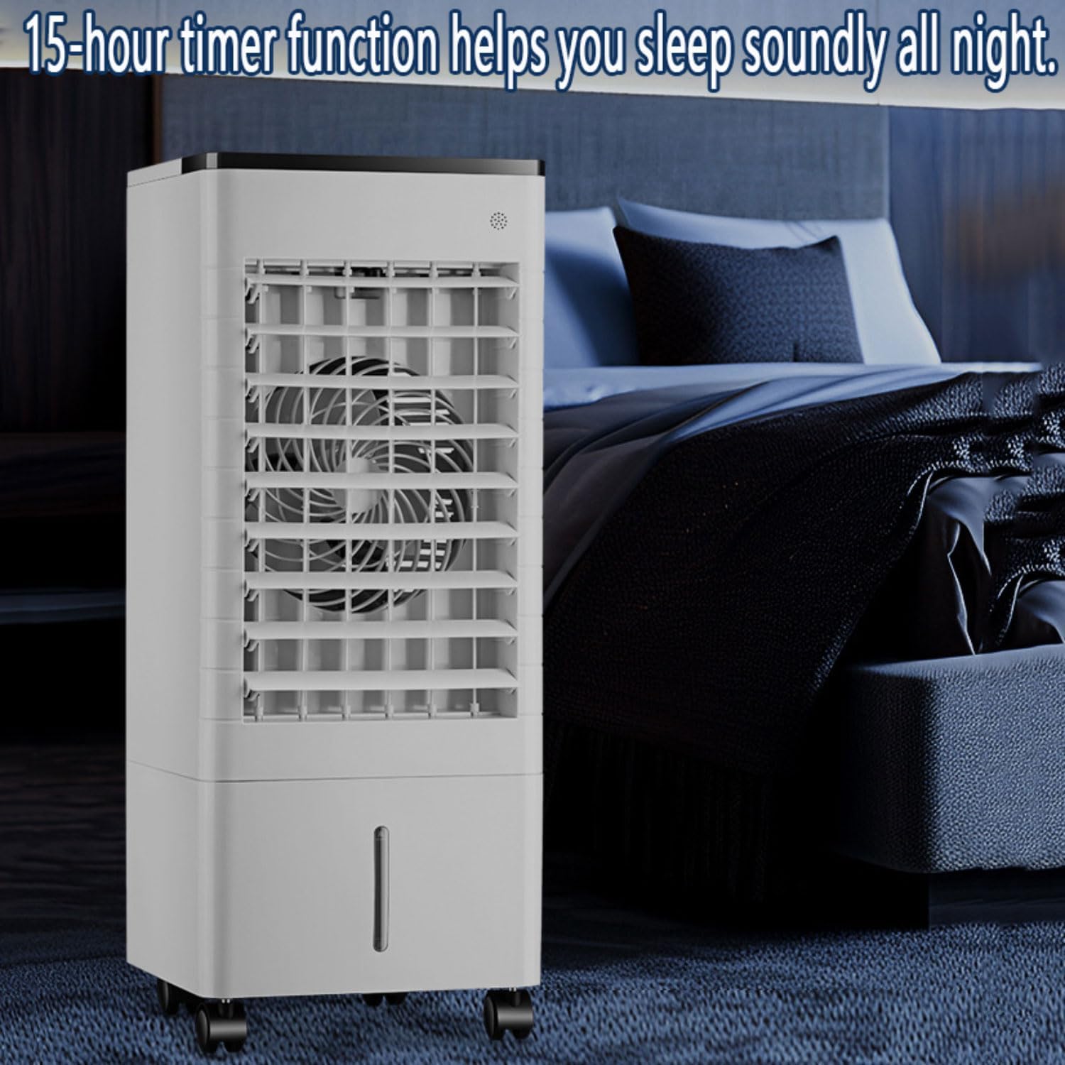GENERIC Refroidisseur D'évaporation De Climatiseur Portable Avec Oscillation à 90 °, 4 Modes, 3 Vitesses, Minuterie 15H, Télécommande, Packs De Glace Et Réservoir D'eau 9L Pour La Maison Et Le Bureau