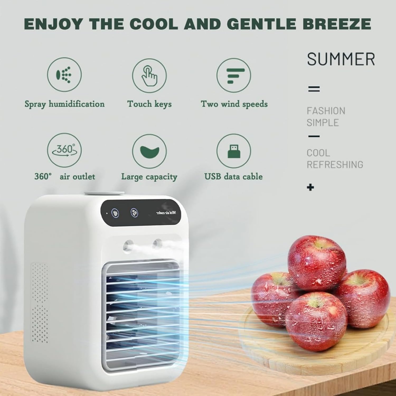 GENERIC Climatiseur Portable – Mini Refroidisseur Par évaporation Avec Réservoir D'eau De 500 Ml, 2 Vitesses Et 2 Options De Brume Pour La Maison, Le Bureau, La Chambre Ou La Chambre à Coucher