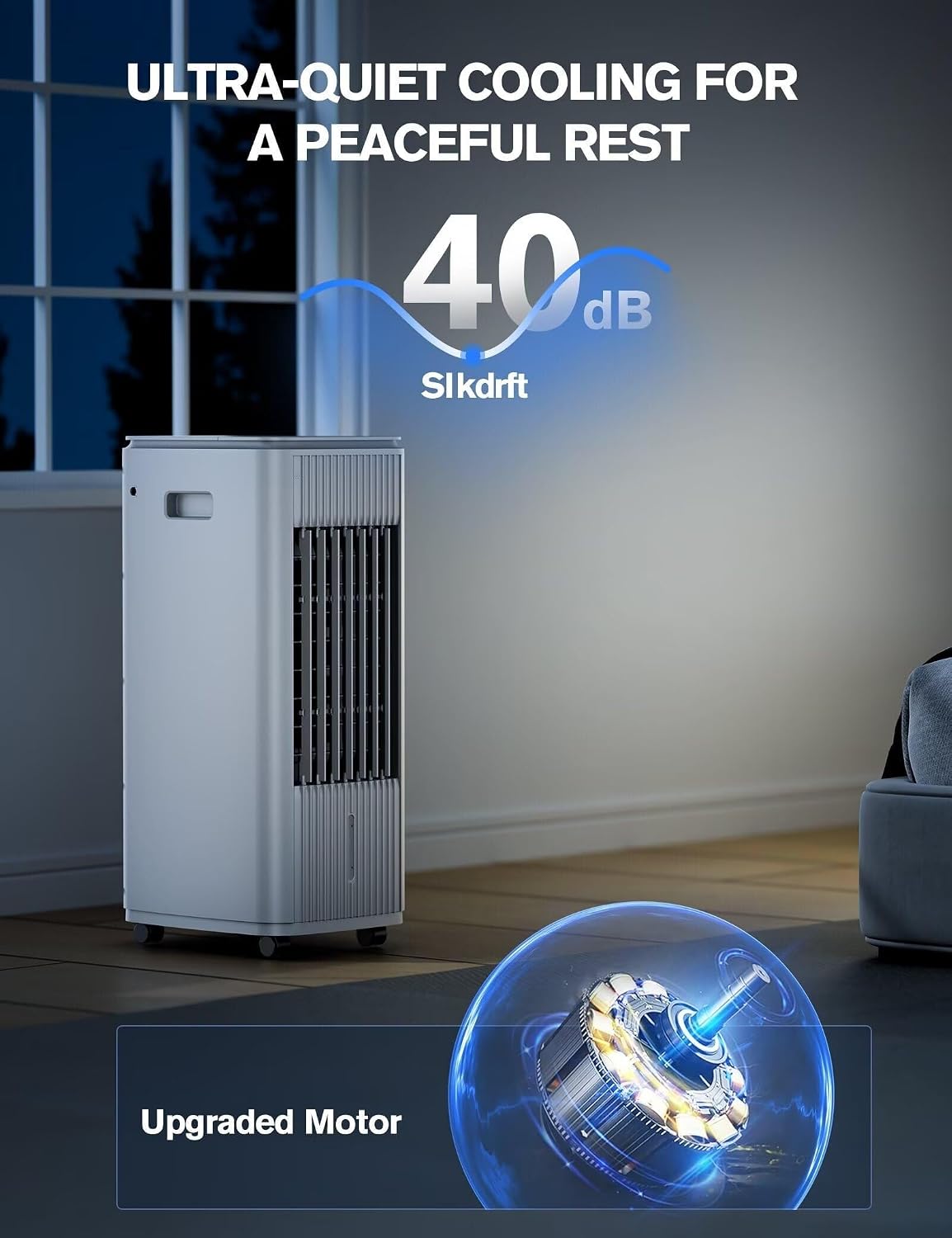  Refroidisseur D'air évaporateur Mobile 3 En 1 Avec 4 Blocs Réfrigérants Et Réservoir D'eau De 3 L, 3 Niveaux De Ventilateur Et Minuterie (7 Heures), Refroidissement Silencieux Pour Chambre à Coucher
