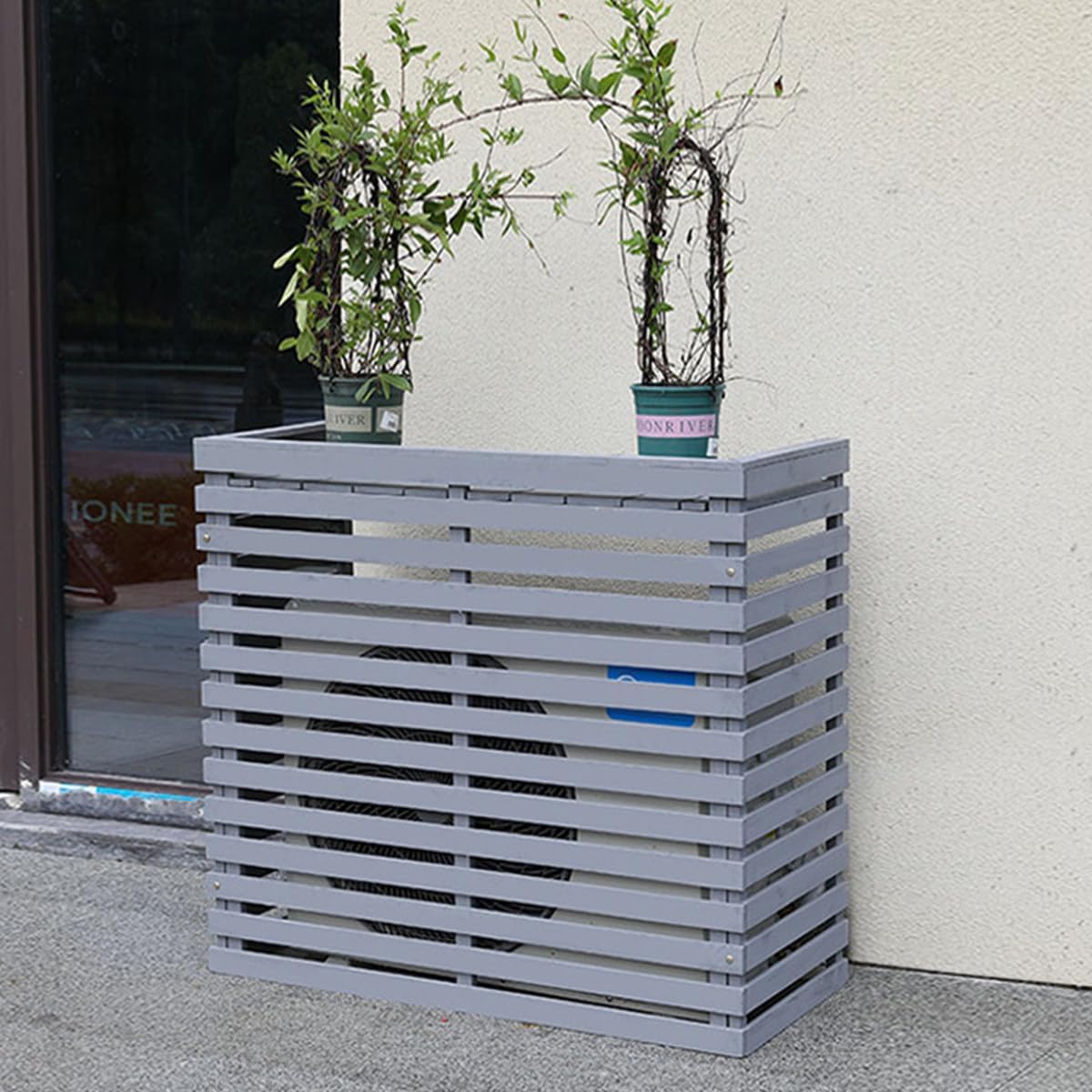 GENERIC Housse De Climatiseur D'extérieur En Bois Avec Persiennes - Support Multifonction En Bois Massif - Taille C-105 X 45 X 95 Cm - Protection Contre Les Intempéries