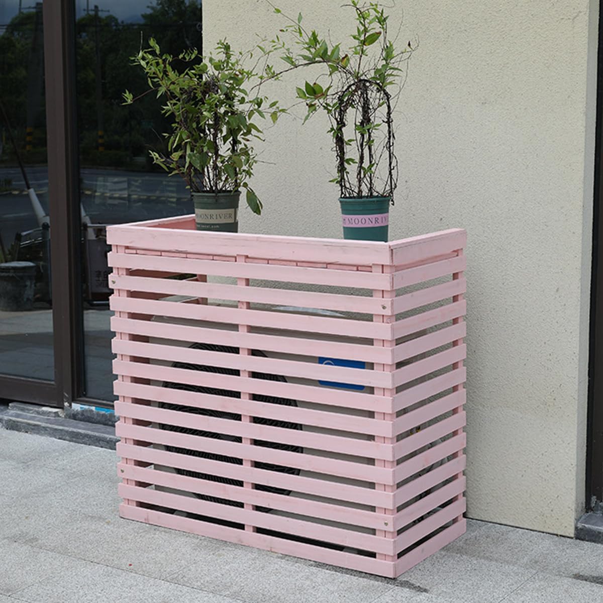 GENERIC Housse De Climatiseur D'extérieur En Bois Massif à Persiennes Pour Climatiseur - Support Polyvalent Pour Fleurs - D-85 X 35 X 80 Cm Pour Jardin Et Terrasse