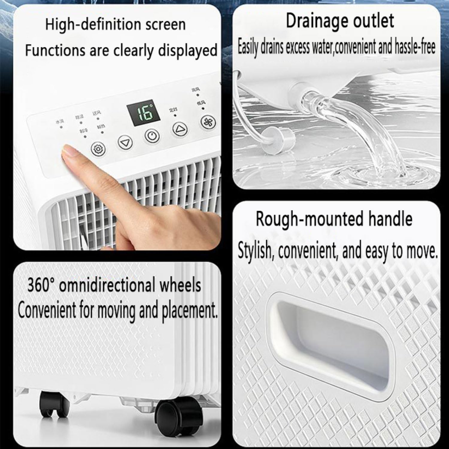  Portable AC Unit 8000 BTU, Ventilateur Silencieux De Déshumidificateur Pour Les Chambres Jusqu'à 300 Pieds Carrés.Fonctionnalités Télécommande, Minuterie 24h Et Kit De Fenêtre Complète.Conception Mobi