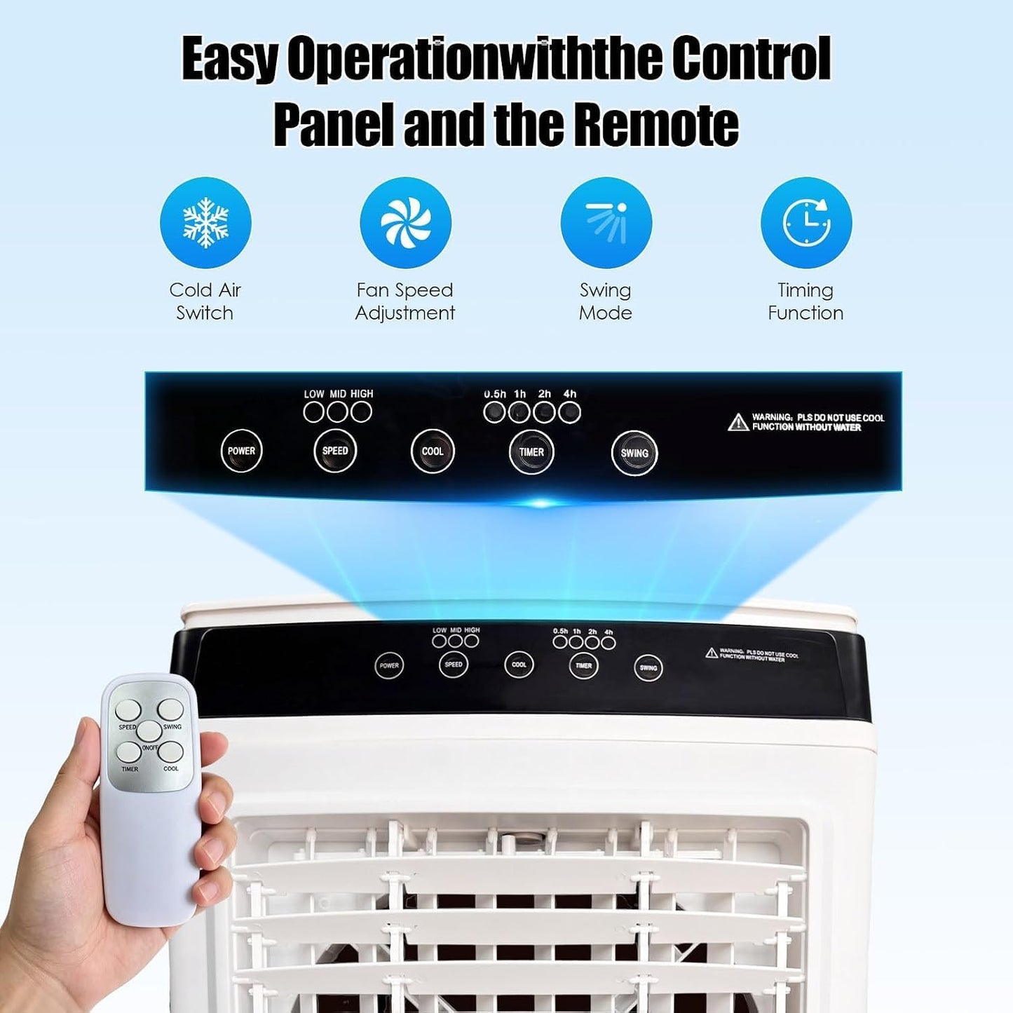 GENERIC Refroidisseur D'air Par évaporation, Refroidisseur De Marais De 4 000 CFM Avec Réservoir De 36 Litres, 3 Modes, 3 Vitesses, Télécommande, Minuterie De 7,5 H, AC Portable Sans Fenêtre Pour Chambre