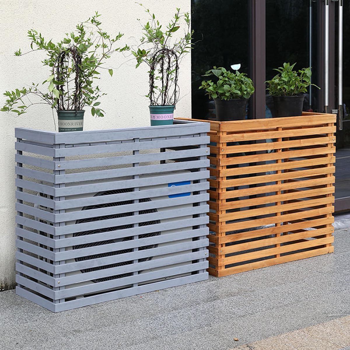 GENERIC Housse De Climatiseur D'extérieur En Bois Massif à Persiennes Pour Climatiseur - Support Polyvalent Pour Fleurs - D-85 X 35 X 80 Cm Pour Jardin Et Terrasse