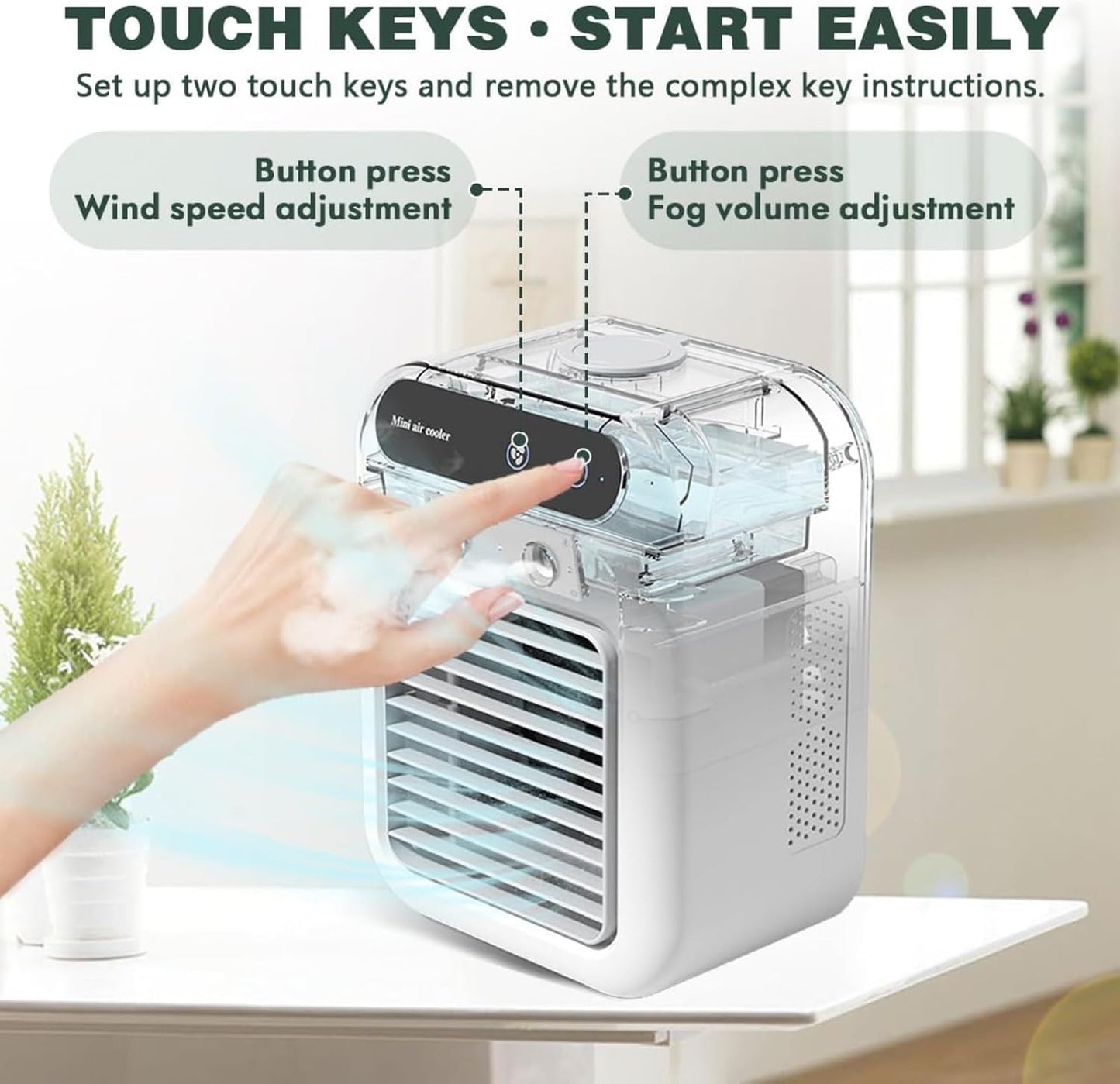 GENERIC Climatiseur Portable – Mini Refroidisseur Par évaporation Avec Réservoir D'eau De 500 Ml, 2 Vitesses Et 2 Options De Brume Pour La Maison, Le Bureau, La Chambre Ou La Chambre à Coucher